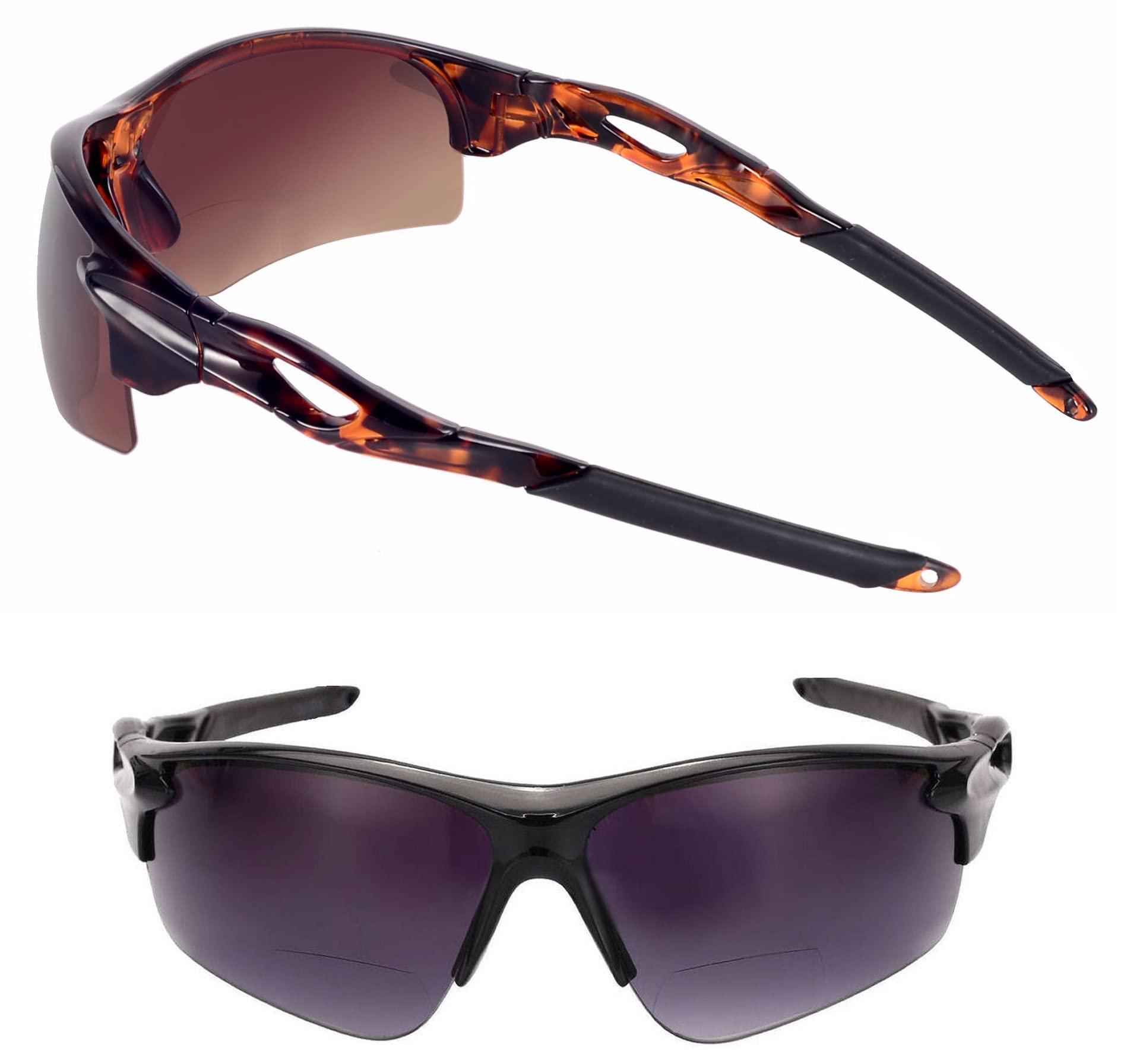 Mass Vision Mass Vision The Athlete Polarized Lightweight Sport Wrap Bifocal Reading Sunglasses for Men and Women (2 Pair Black/Tortoise, 3.0, multiplier_x)