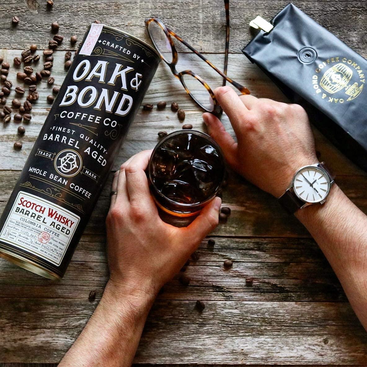 Oak & Bond Coffee Co. Scotch Whisky Barrel Aged Coffee, Colombia Single Origin Washed Whole Coffee Bean, Medium Roast w/ Flavor Notes of Milk Chocolate, Raspberry, Honey, Silky Scotch by Oak & Bond Coffee Co. – 10oz.