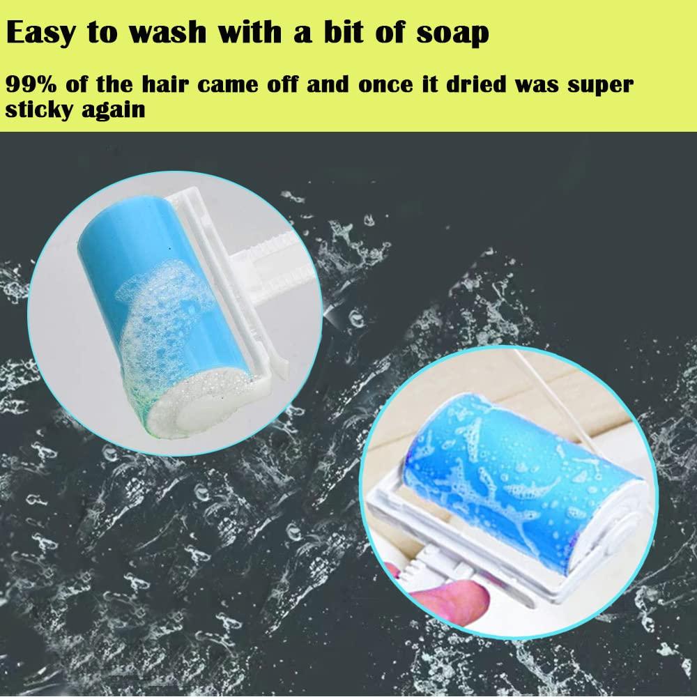 MINRGZEE Washable Lint Roller 3 Pack, Lint Roller Reusable Sticky Dog Cat Hair Remover Cleaner with Cover for Clothes, Pet Hairs, Carseats