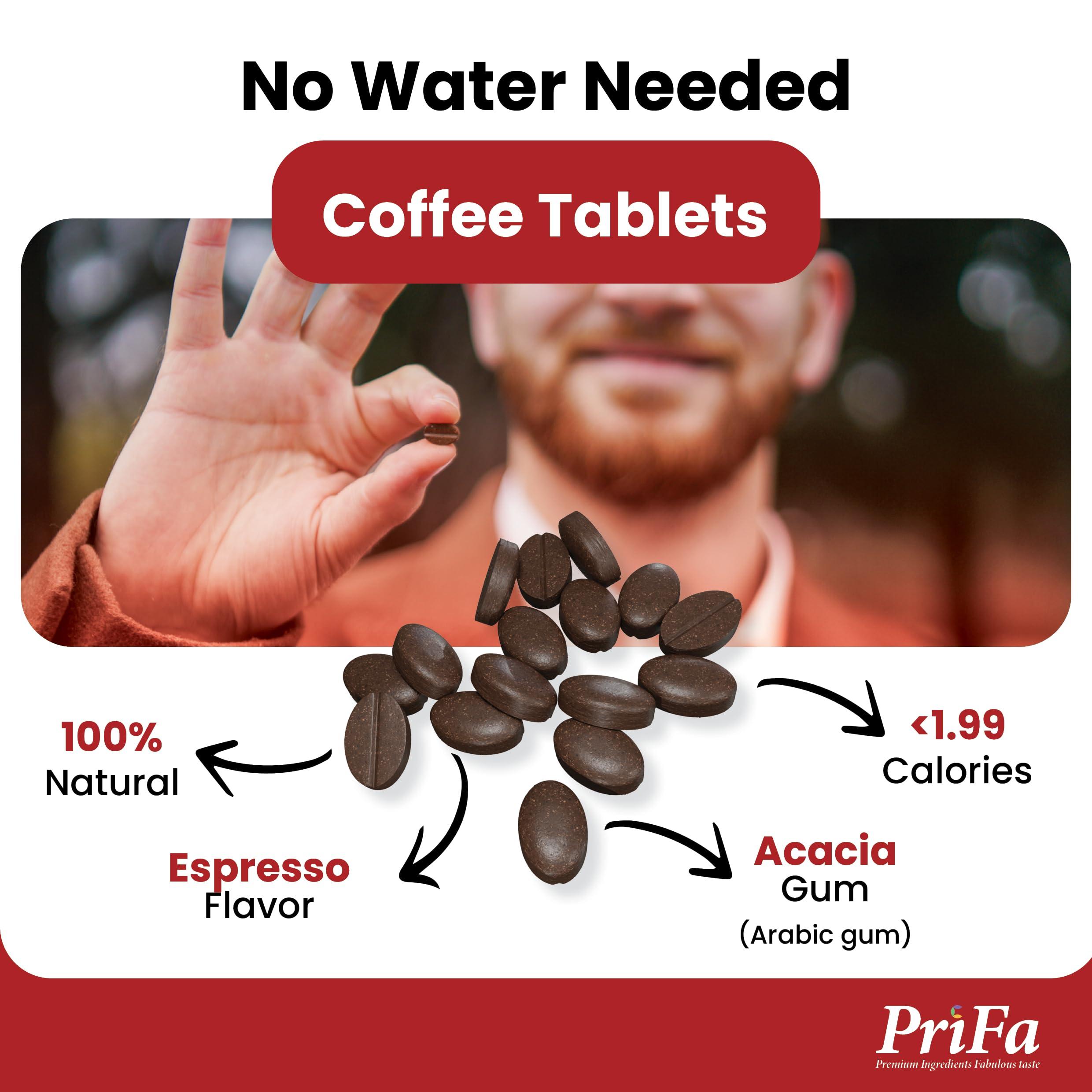 Prifa PriFa Coffee Tablets, Pocket Coffee Espresso To Go - Unsweetened Real Coffee Absorbable Coffee Candy - Natural Sugar Free Instant Coffee, Caffeine Mints for Keto (Espresso, 1 Pack, 25 Tablets)