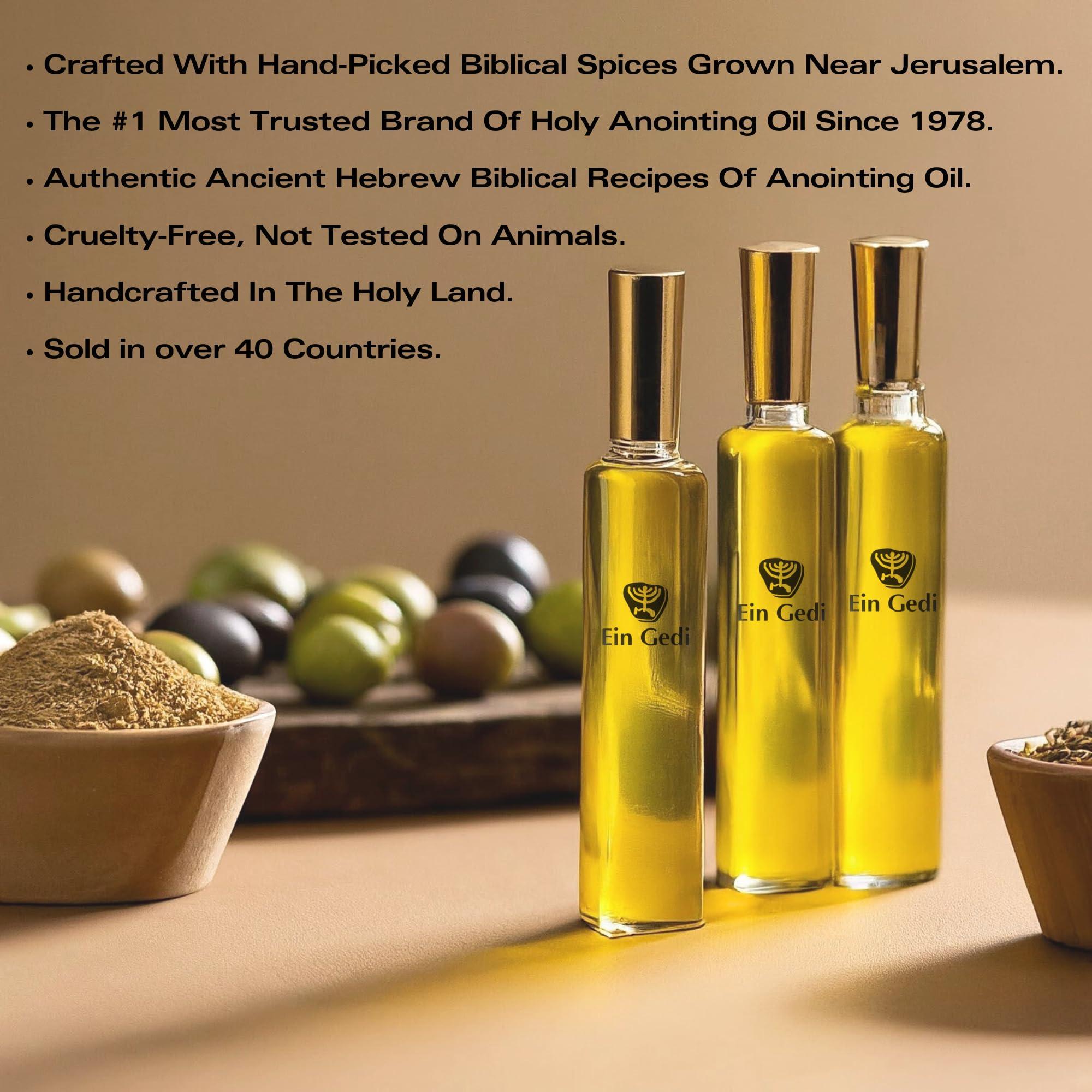 Ein Gedi Ein Gedi Frankincense and Myrrh Anointing Oil, Blessing from Jerusalem - Gold Collection, Made in Holy Land (12ml - 0.4 Oz) Anointing Oil for Prayers and Blessings Scented with Oils of The Bible.