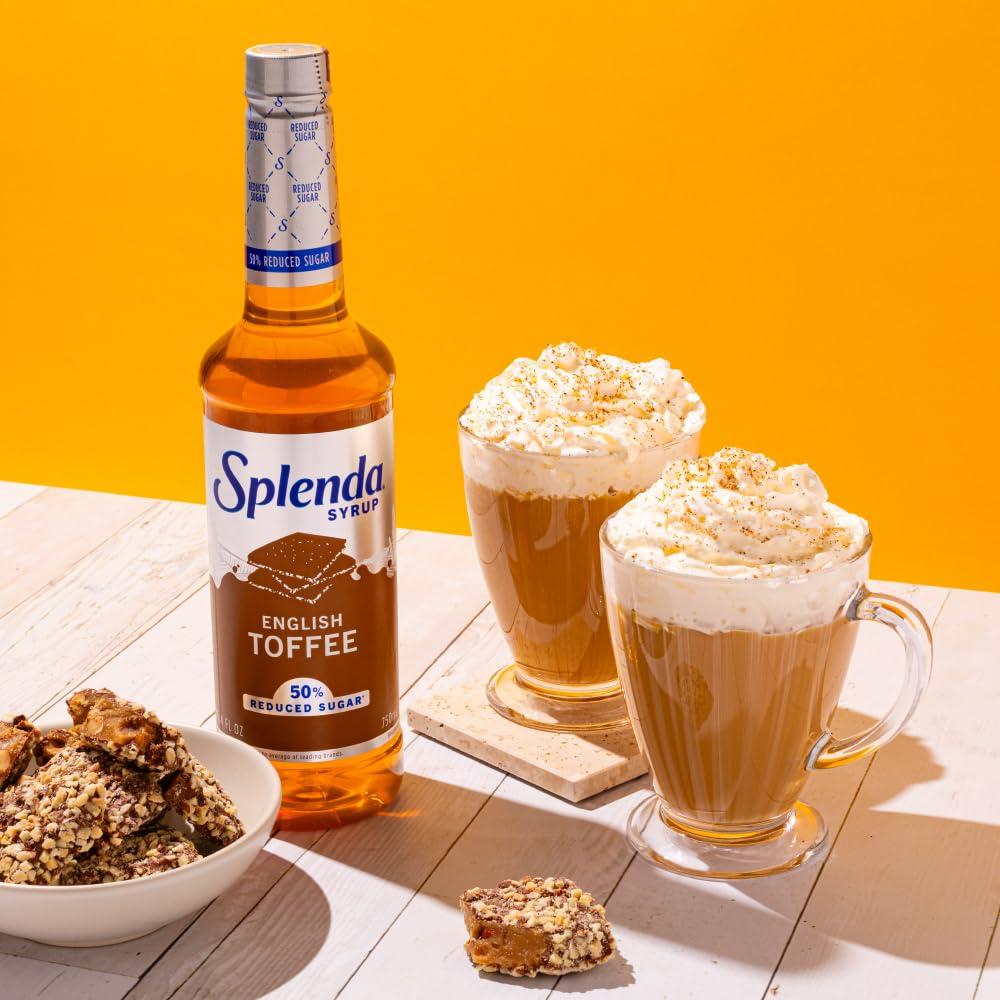 SPLENDA Splenda Coffee Syrup, English Toffee, Reduced Sugar, Flavored Liquid Syrups for Drinks, 750 ml Bottle