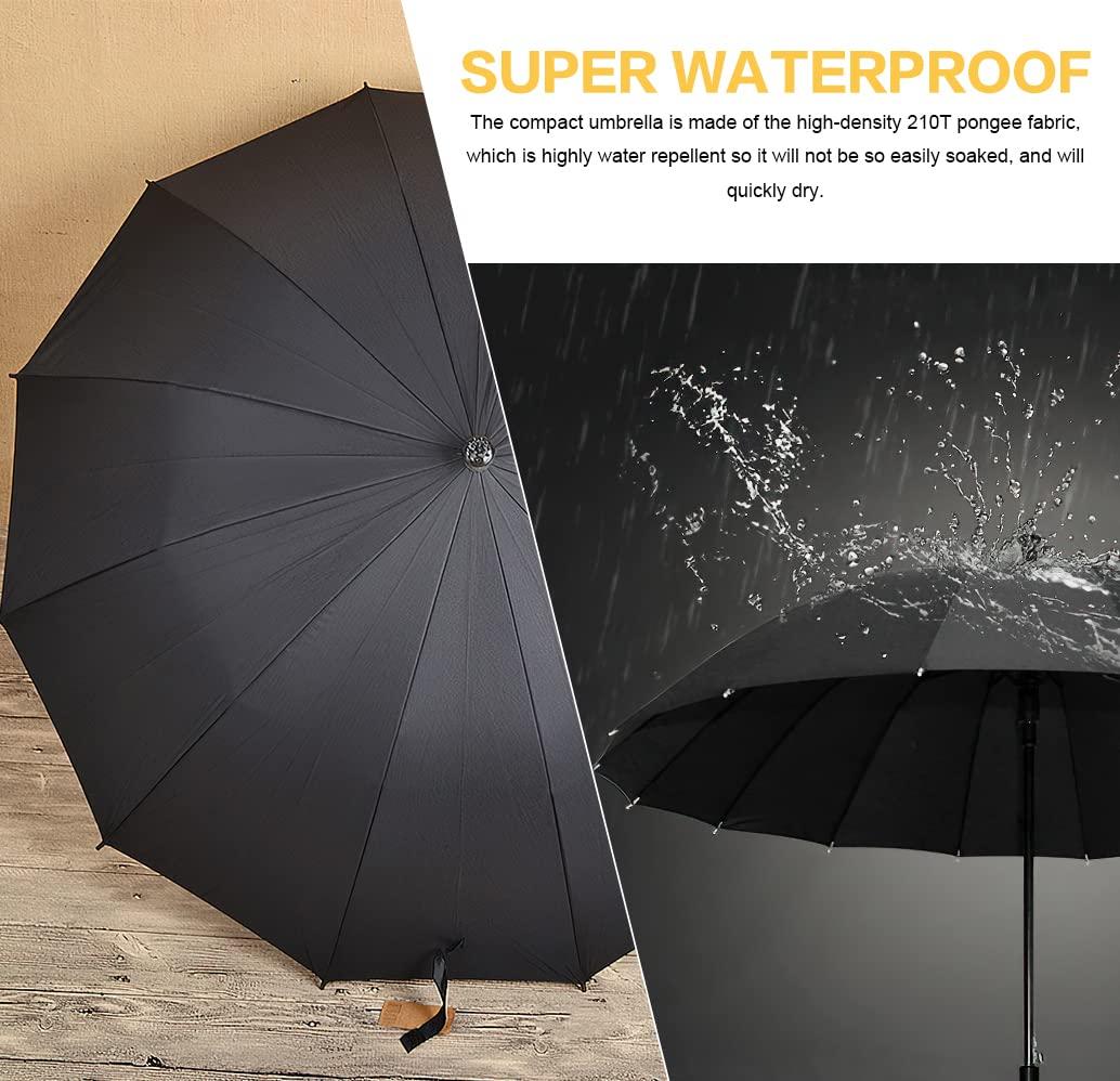 Wrzbest 2-in-1 Walking Sticks Umbrella - Windbreak Ribs Walking Cane Umbrella Lightweight, Windproof, Heavy-Duty Frame- Ideal Father's Gift for Climbing, Hiking, Hanging Out on Raining