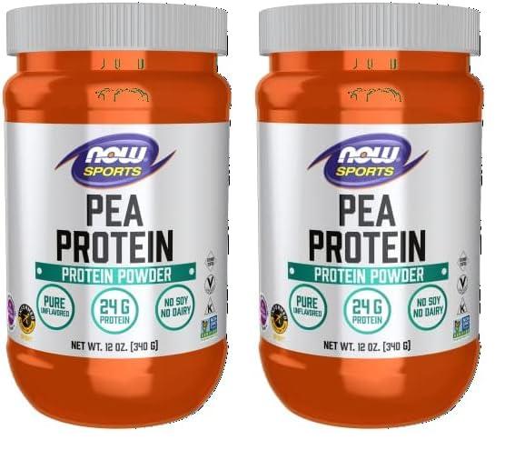 NOW NOW Sports Nutrition, Pea Protein 24 g, Easily Digested, Unflavored Powder, 12-Ounce (Pack of 2)