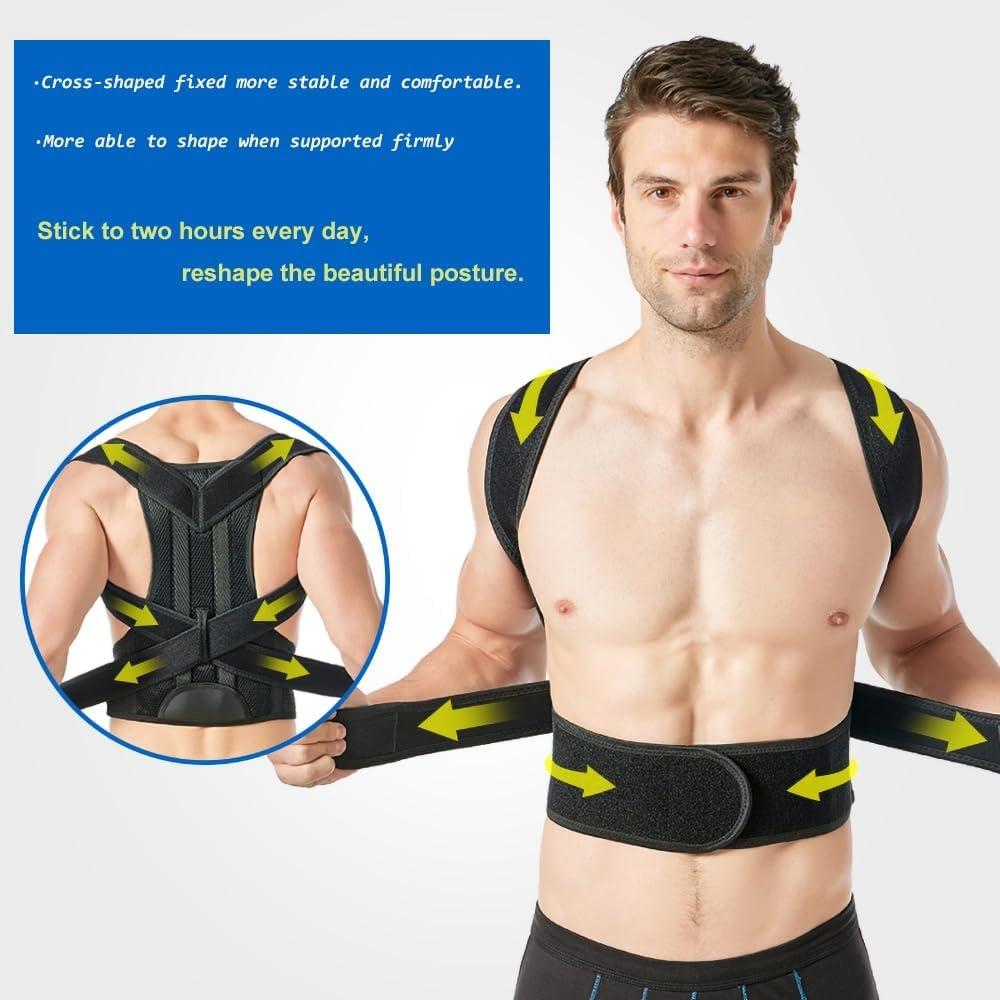 LUXRUB Full Back Support Belt Posture Corrector For Men And Women Waist Back Brace Vest Lumbar Decompression Belt Spine Shoulder Neck Waist Support Back Pain Relief (Color : Black, Size : XX-Large)
