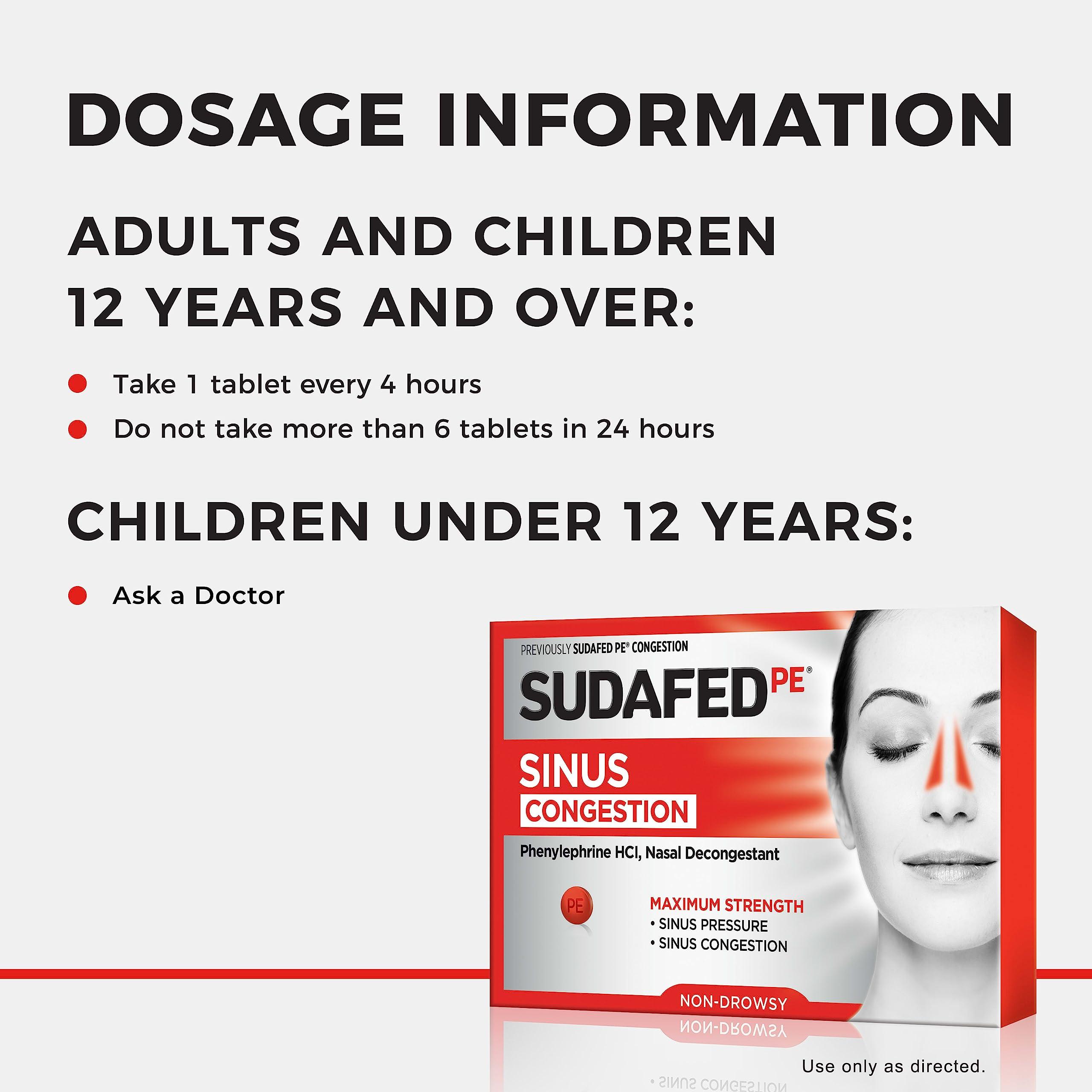 Sudafed Sudafed PE Sinus Congestion Maximum Strength Non-Drowsy Decongestant Tablets, 36 ct & PE Day and Night Sinus Pressure & Congestion Tablets, 20 Count