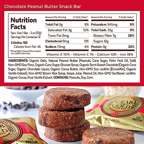 Grab The Gold Snack Bars by Grab The Gold - Organic, Gluten Free, Vegan, Kosher, & Dairy Free - 11g of Protein - Chocolate Peanut Butter (14 Count)