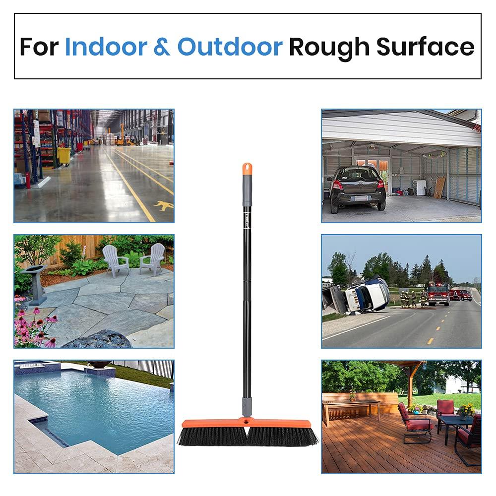 TreeLen TreeLen 18 inch Push Broom Outdoor - Heavy Duty Broom for Driveways, Sidewalks, Patios and Deck Cleans Dirt, Debris, Sand, Mud, Leaves and Water-18 Wide Bristles