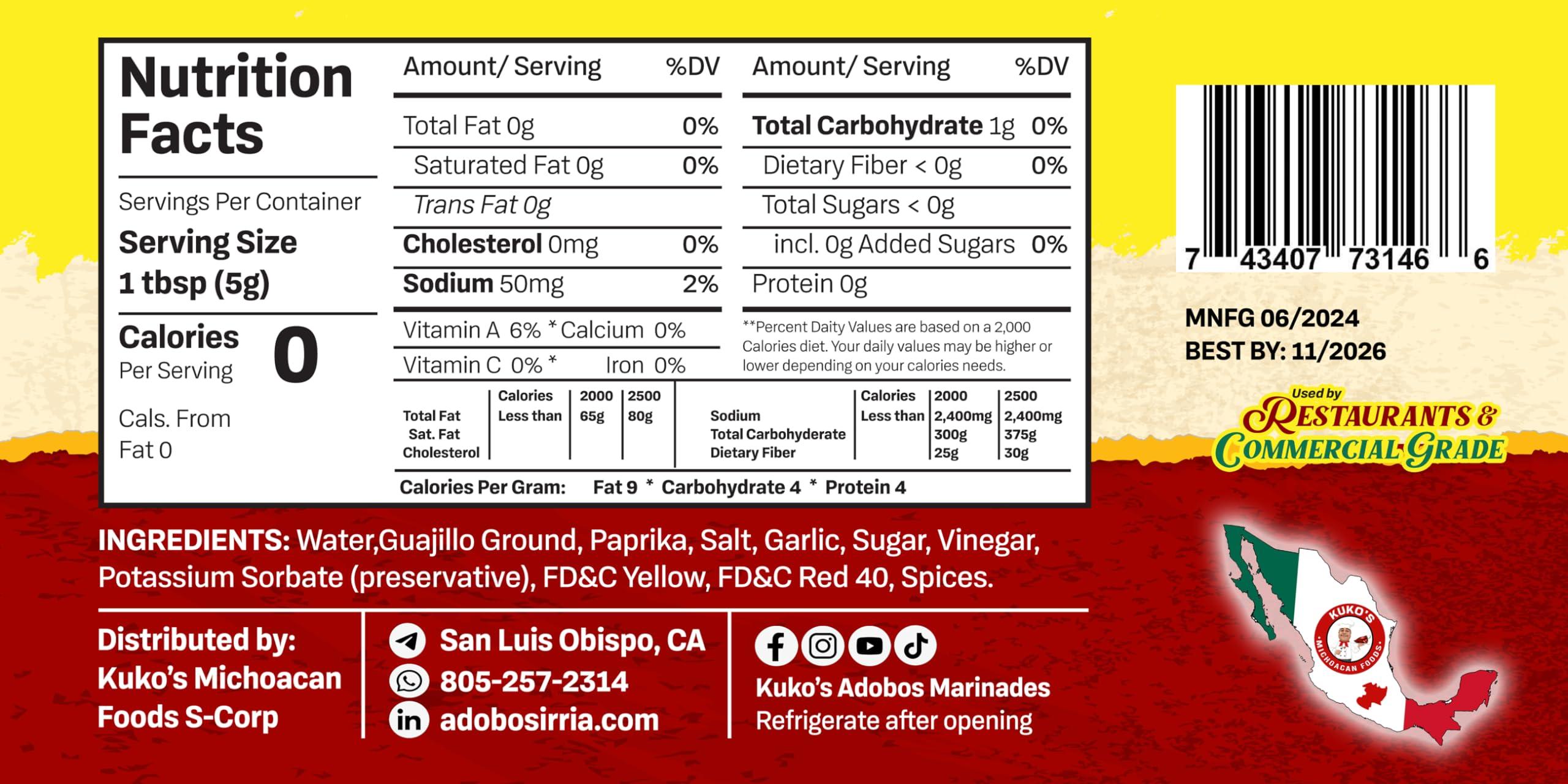 Kukos Adobo marinades Generic Guajillo Paste Adobo Concentrate, 16 oz Marinade Sauce for Spicy Smoky Flavor, Gluten-Free, Vegan