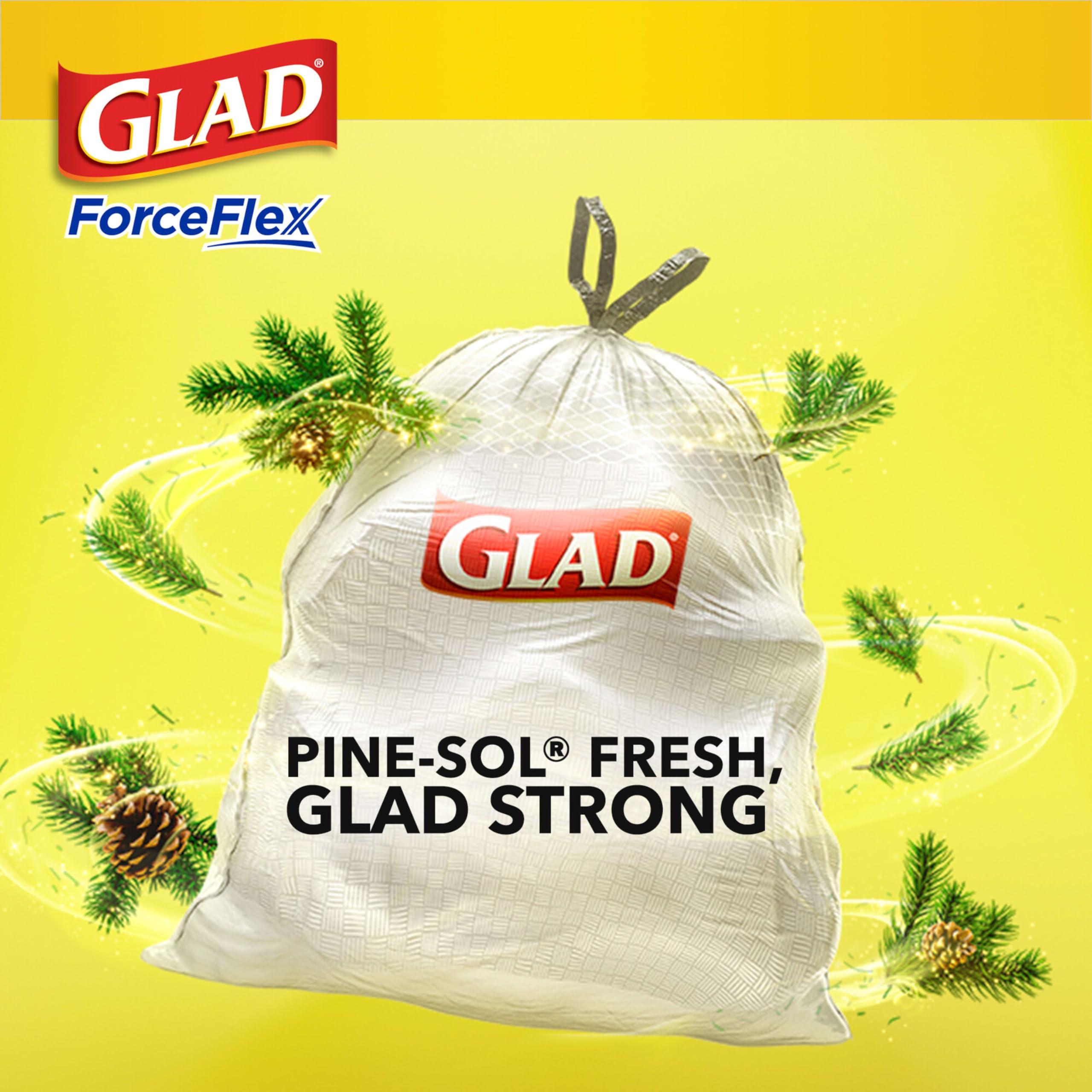 Glad Glad ForceFlex Tall Kitchen Drawstring Trash Bags, 13 Gal, Pine-Sol, 40 Ct (Package May Vary)