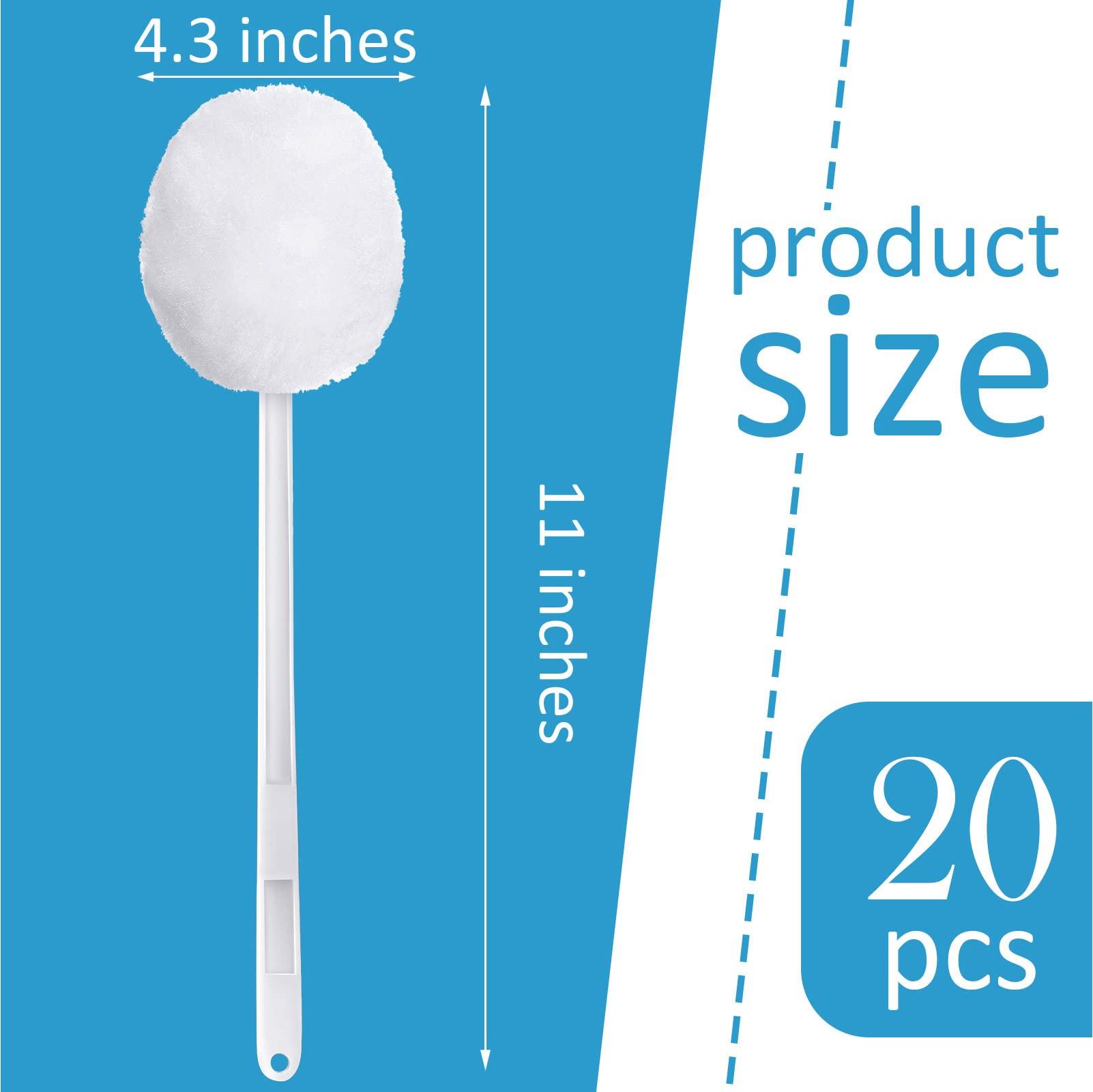 Eaasty 20 Pack Toilet Bowl Brush White Soft Swab Toilet Bowl Cleaners Disposable Toilet Brush Long Plastic Handled Toilet Bowl Mop with Silk Cotton Brush for Bathroom Toilet Bowl, 11 x 4.3 Inch