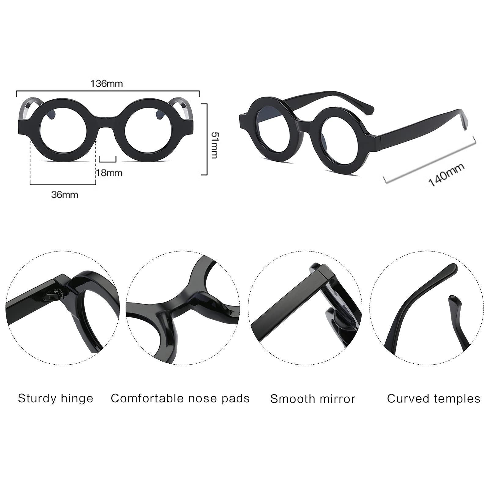 COTIA COTIA Round Bifocal Reading Glasses Women Men Transitional Photochromic Vintage Small Punk Eyewear (white, 1.75)