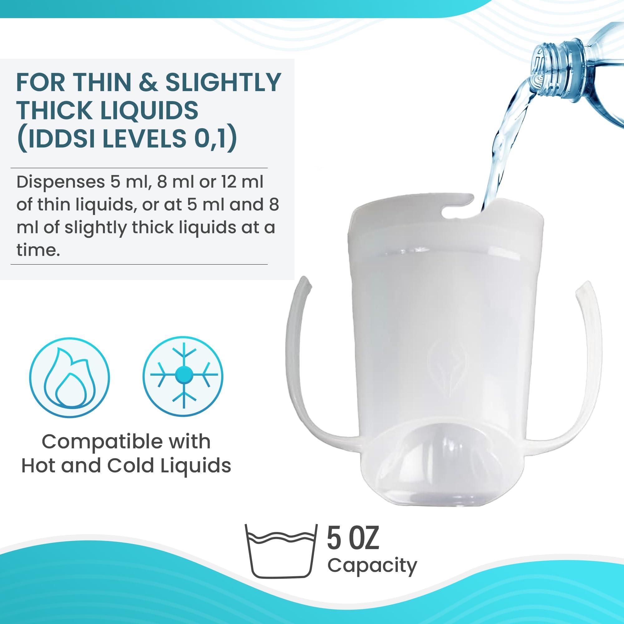 RiJe RiJe Petite Dysphagia Regulating Drinking Cup for Difficulty Swallowing Disorders (5 oz) Controlled Sips Cup Prevents Aspiration - 2 Handles for Secure Grip - Adjustable 4cc-12cc, Made in Canada
