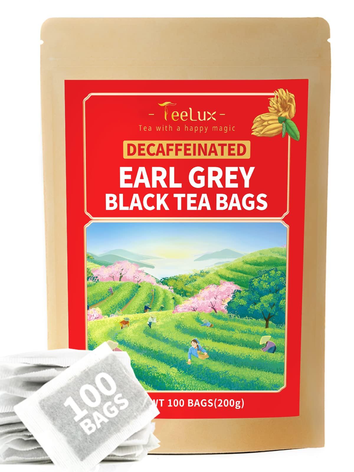 TeeLux TeeLux Decaf Earl Grey Tea Bags, Decaffeinated Black Tea Blended with Natural Bergamot, Smooth & Full-Bodied, Enjoy Hot or Iced, 100 Count