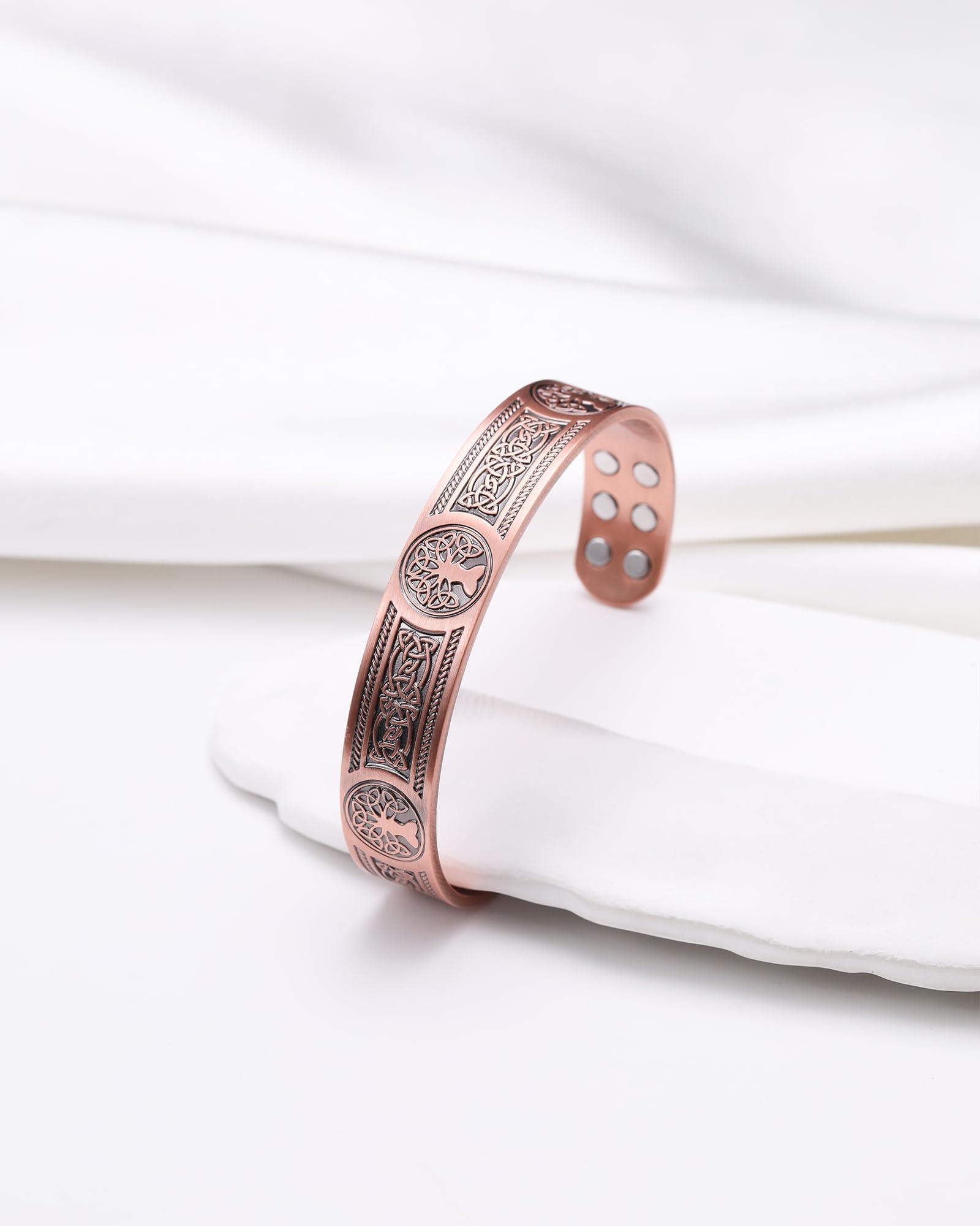 Jecanori Jecanori Copper Bracelet for Men, 18X Strength Mens Magnetic Bracelets with 3,800 Gauss Magnets, 99.99% Pure Solid Copper Jewelry Gift