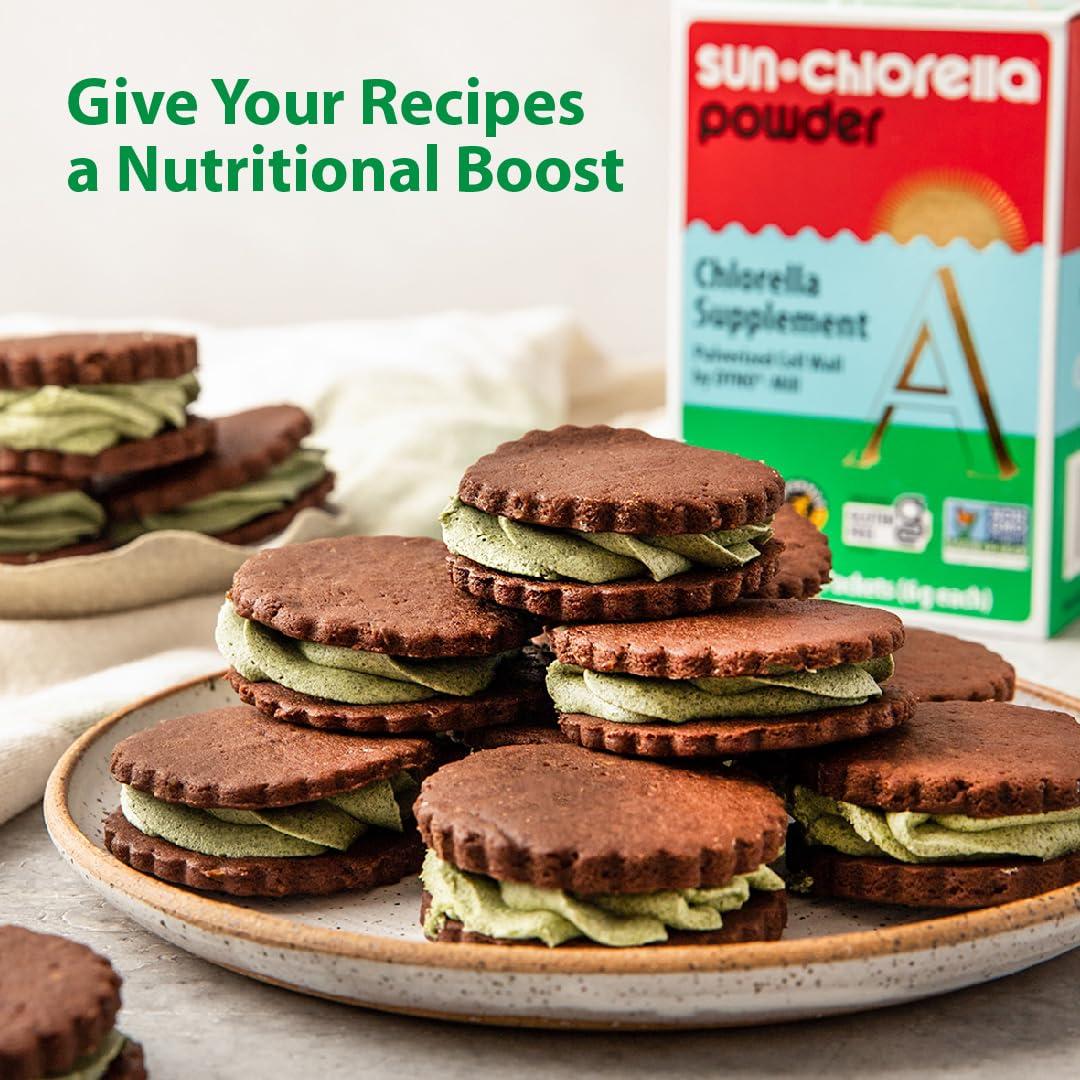 Sun Chlorella Sun Chlorella Powder Green Algae Superfood Supplement Supports Whole Body Wellness Immune Defense, Gut Health & Natural Energy Boost - Chlorophyll, B12, Protein, Non-GMO - 30 Packets