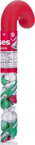 HERSHEY\'S HERSHEY\'S KISSES Milk Chocolate, Christmas Candy Plastic Cane, 2.24 oz