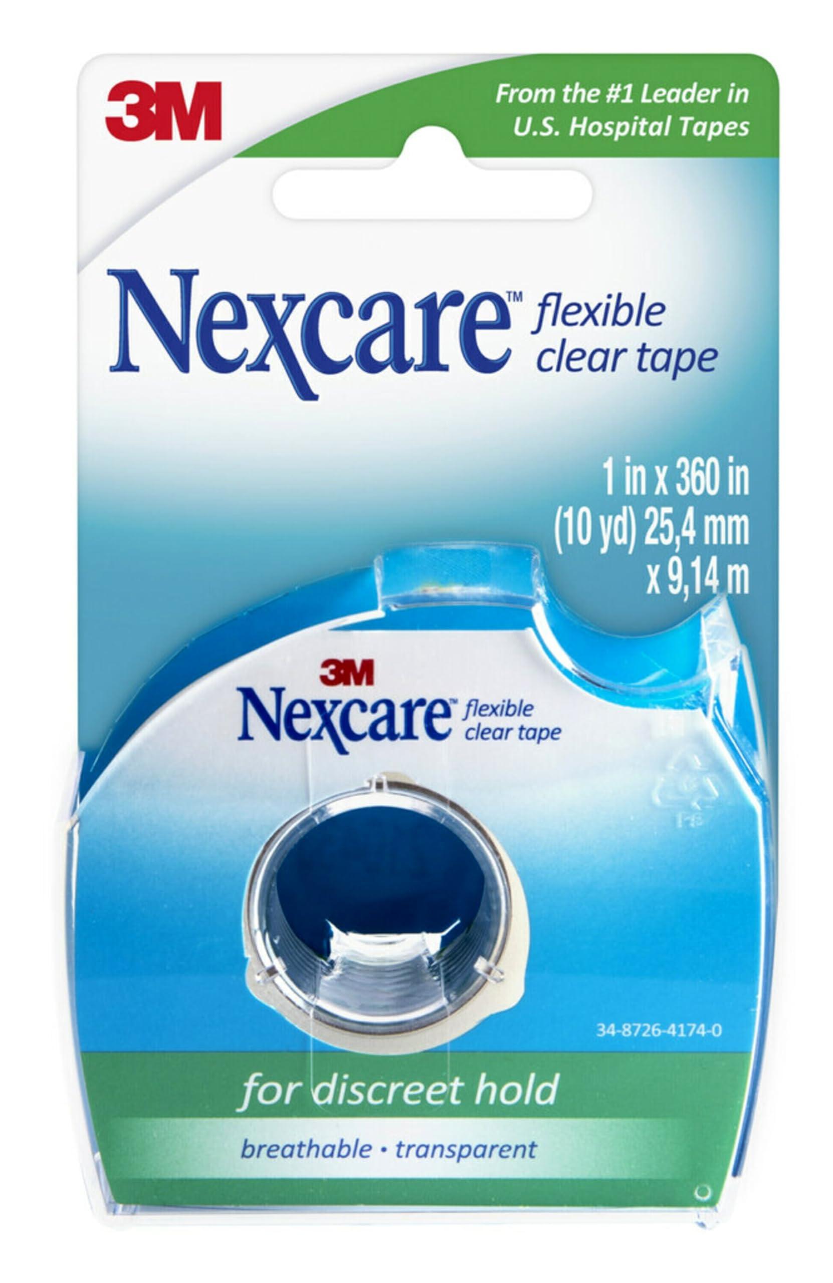 Nexcare Nexcare Gentle Paper Tape Dispenser and Flexible Clear Tape, Medical Tapes Secure Dressings - 1 in x 10 Yds, 1 Dispenser and 1 Roll