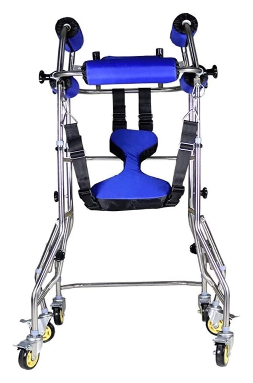 AMydio Standing Walker Medical Walker 6 Wheel Rollator Walker Stainless Steel Stroke Hemiplegic Walking Frame Adult Rehabilitation Equipment Cerebral Palsy Mobility Aid for Elderly Seniors