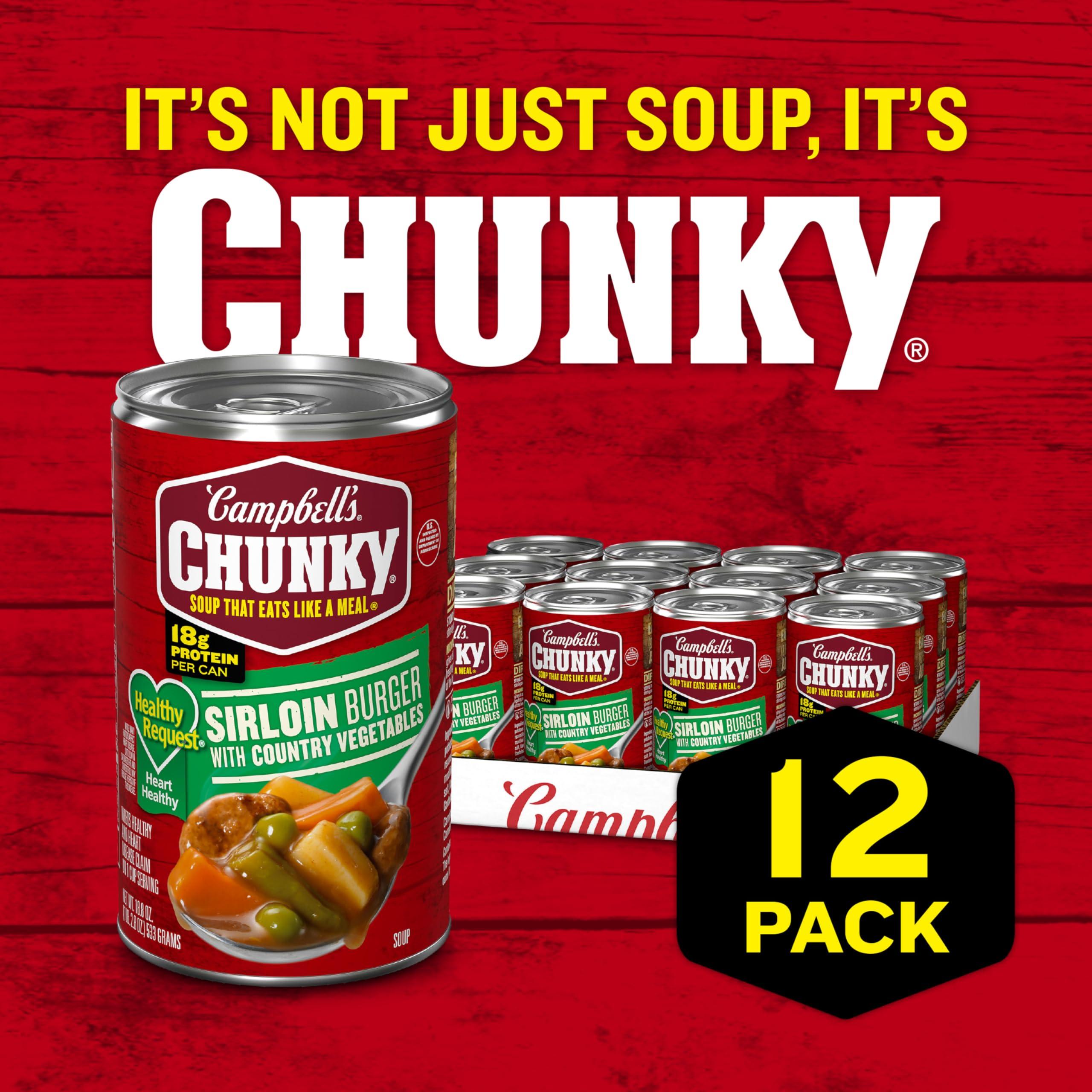 Campbell\'s Campbells Chunky Healthy Request Soup, Sirloin Burger With Country Vegetable Beef Soup, 18.8 Ounce Can (Case Of 12)