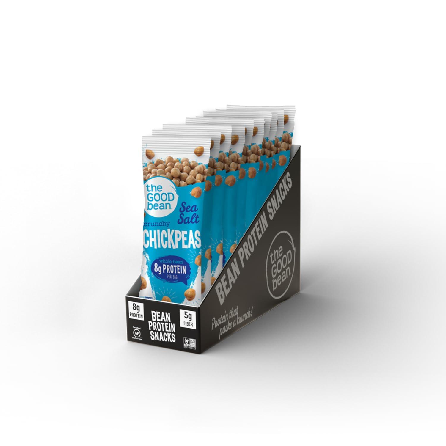 The Good Bean The Good Bean Crunchy Chickpeas - Sea Salt - (10 Pack) 1.4 oz Packet - Roasted Chickpea Beans - Vegan Snack with Good Source of Plant Protein and Fiber