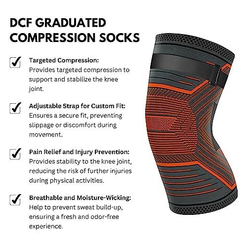 DCF DCF Compression Knee Sleeve with Adjustable Strap (1-Pack) (Small, Orange)