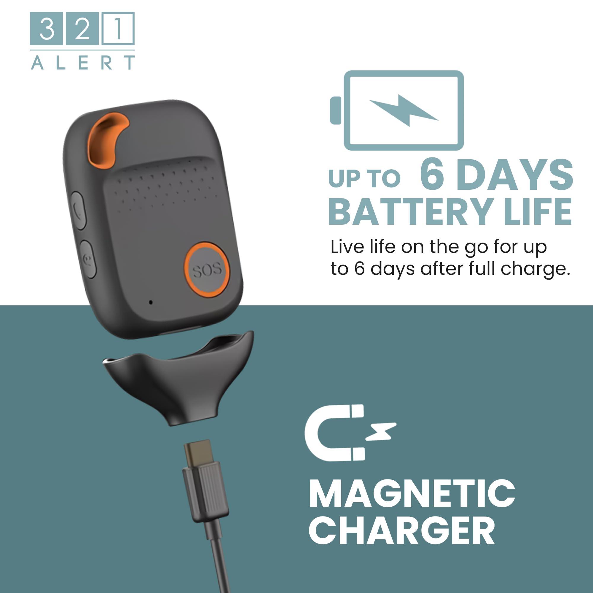 321 Alert Medical Alert System for Seniors with Fall Detection -GPS 4G LTE Cellular SOS Alert System, 24/7 Emergency Monitoring - Call to Activate - Elderly Life Alert Necklace (Mini Y Black)