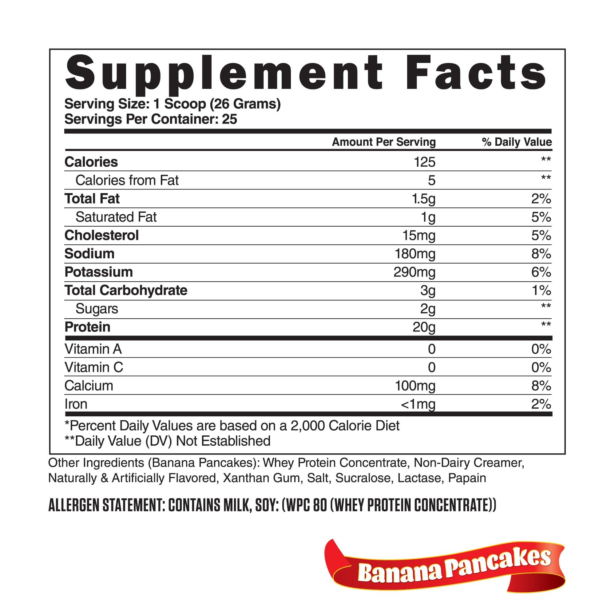 Steel Supplements Steel Supplements Whey-Pro | 100% Pure Whey Protein Powder for Men and Women | Banana Pancakes | Muscle Gain & Lean Muscle Recovery | Gluten Free | 1.43 lbs | BCAA 5g | 25 Servings