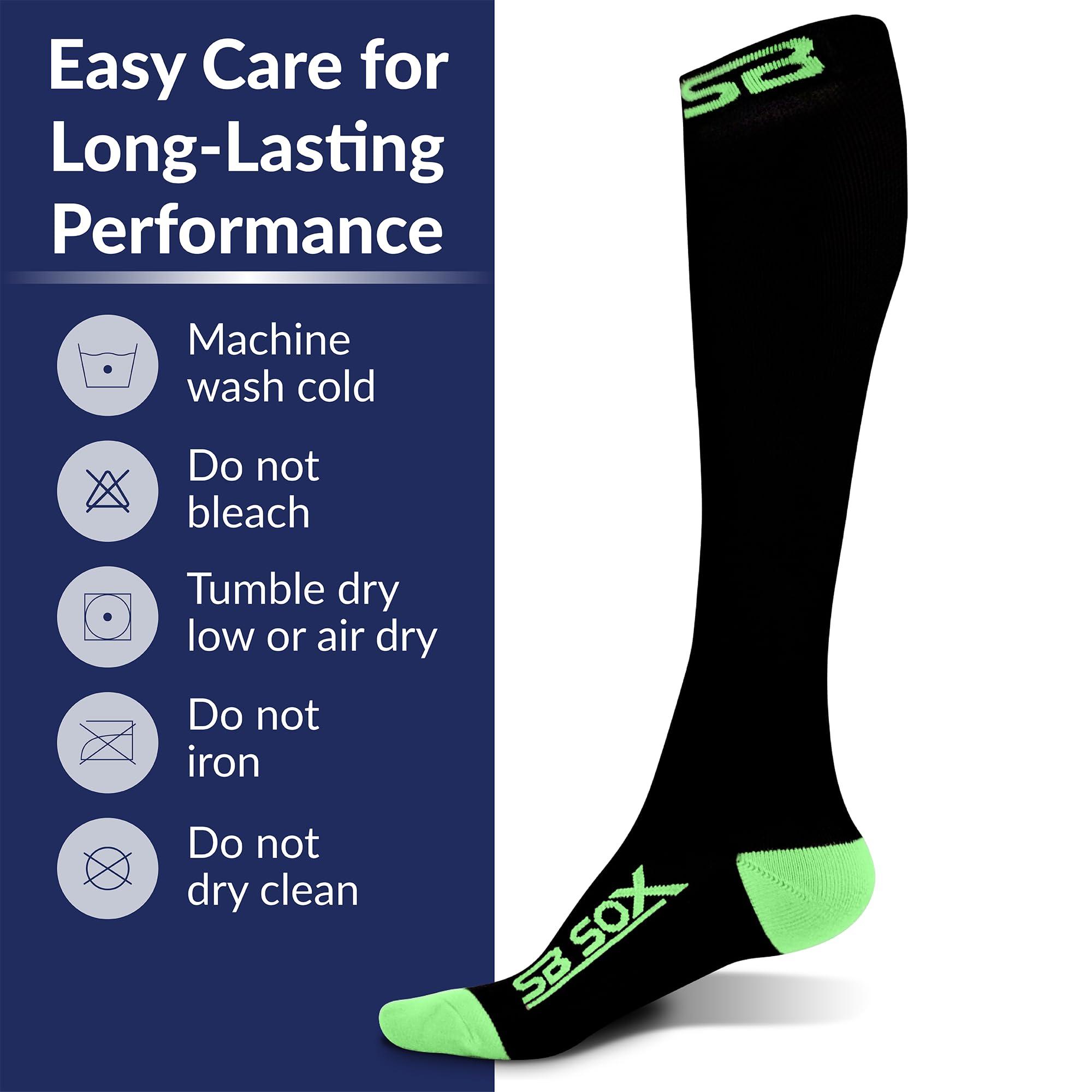 SB SOX SB SOX Compression Socks (20-30mmHg) for Men & Women Best Compression Socks for All Day Wear, Better Blood Flow, Swelling! (Medium, Black/Green)