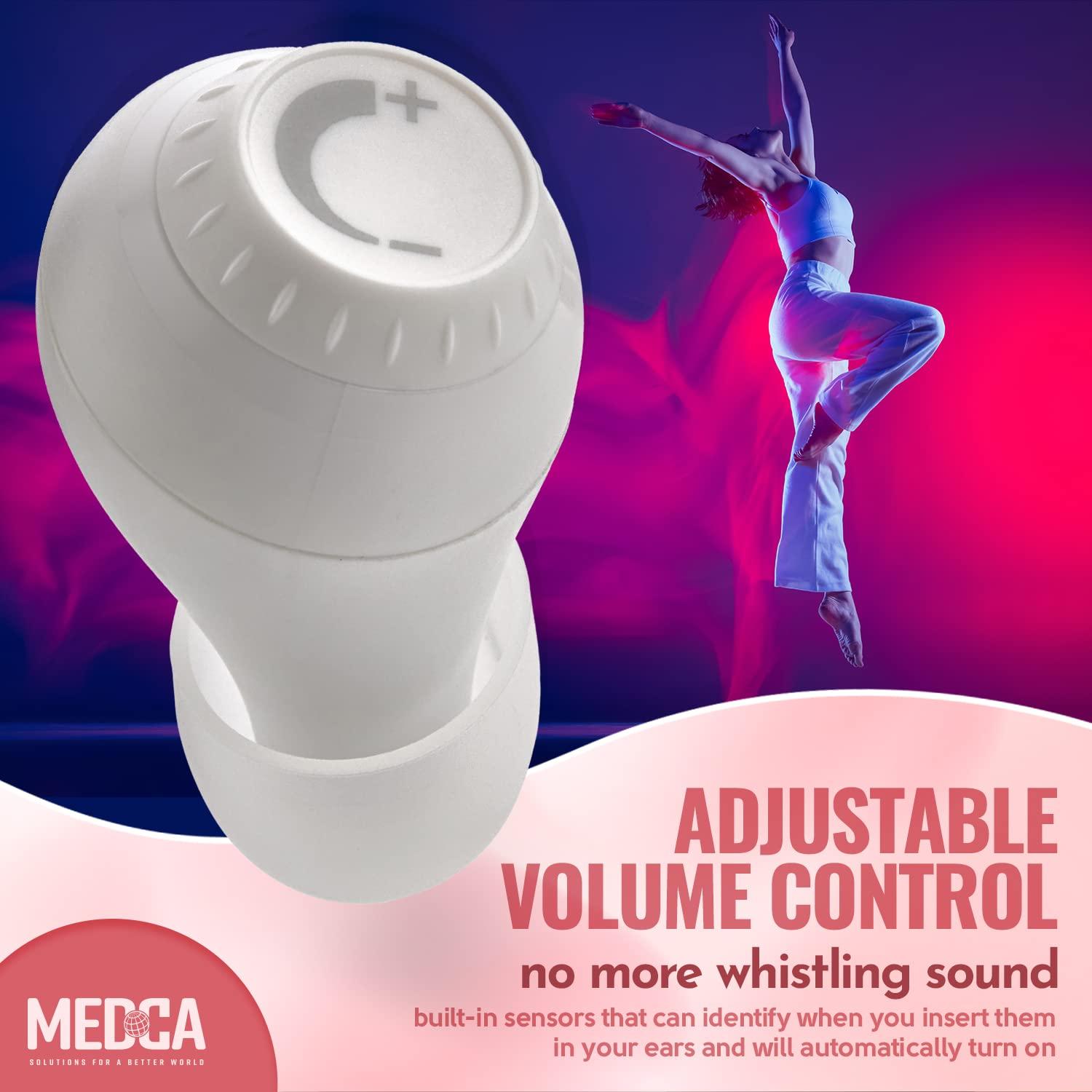 MEDca Mini Digital - ITE Rechargeable Personal - Lightweight Device with Noise Cancelling, in-Ear Detection & Volume Control Dial for Adults Seniors, White