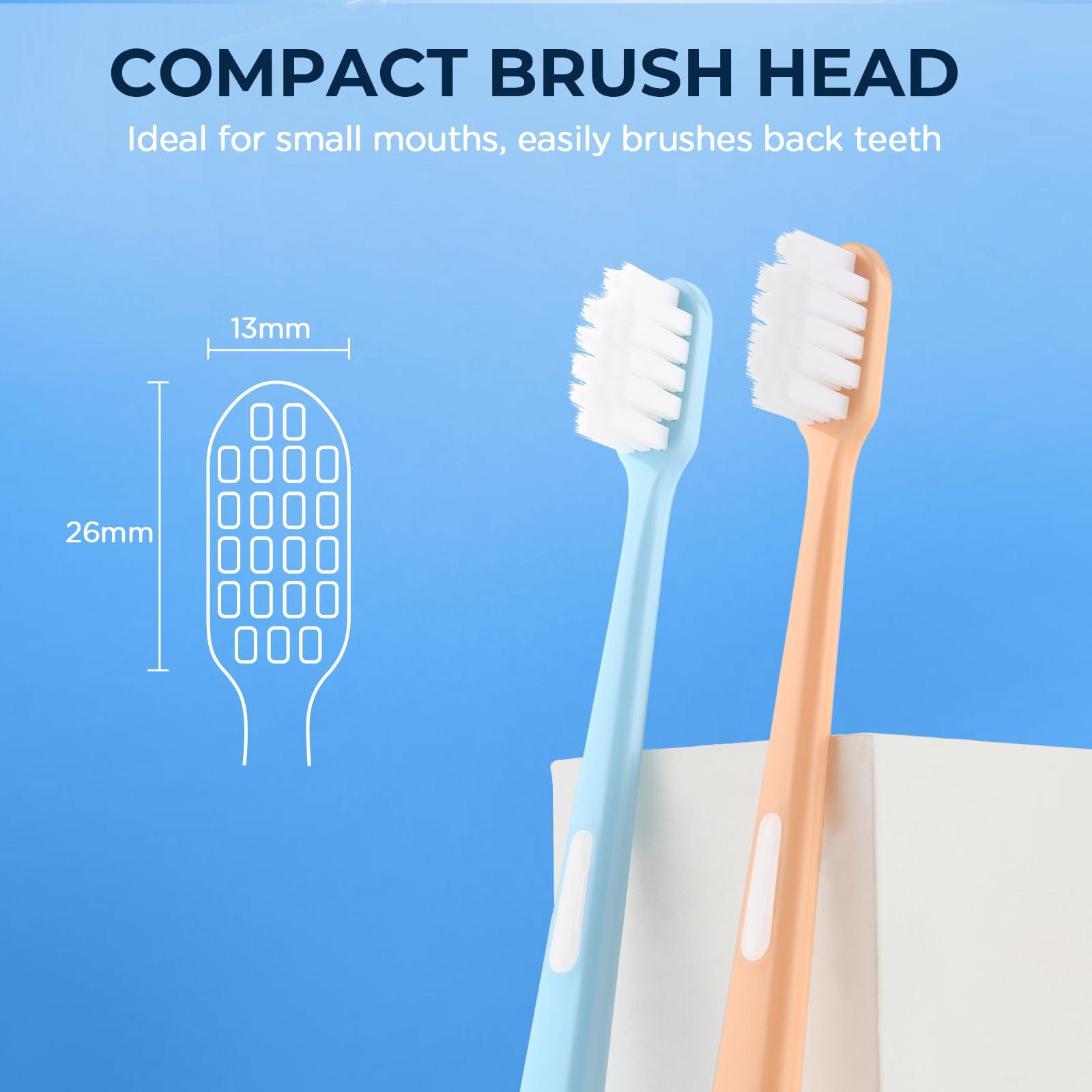 Oralphi Oralphi Extra Soft Toothbrush for Sensitive Gums, Compact Head Soft Bristle Toothbrush with 10000 Soft Flossing Micro Nano Bristles for Adults, Pregnant Women, Elderly, Braces
