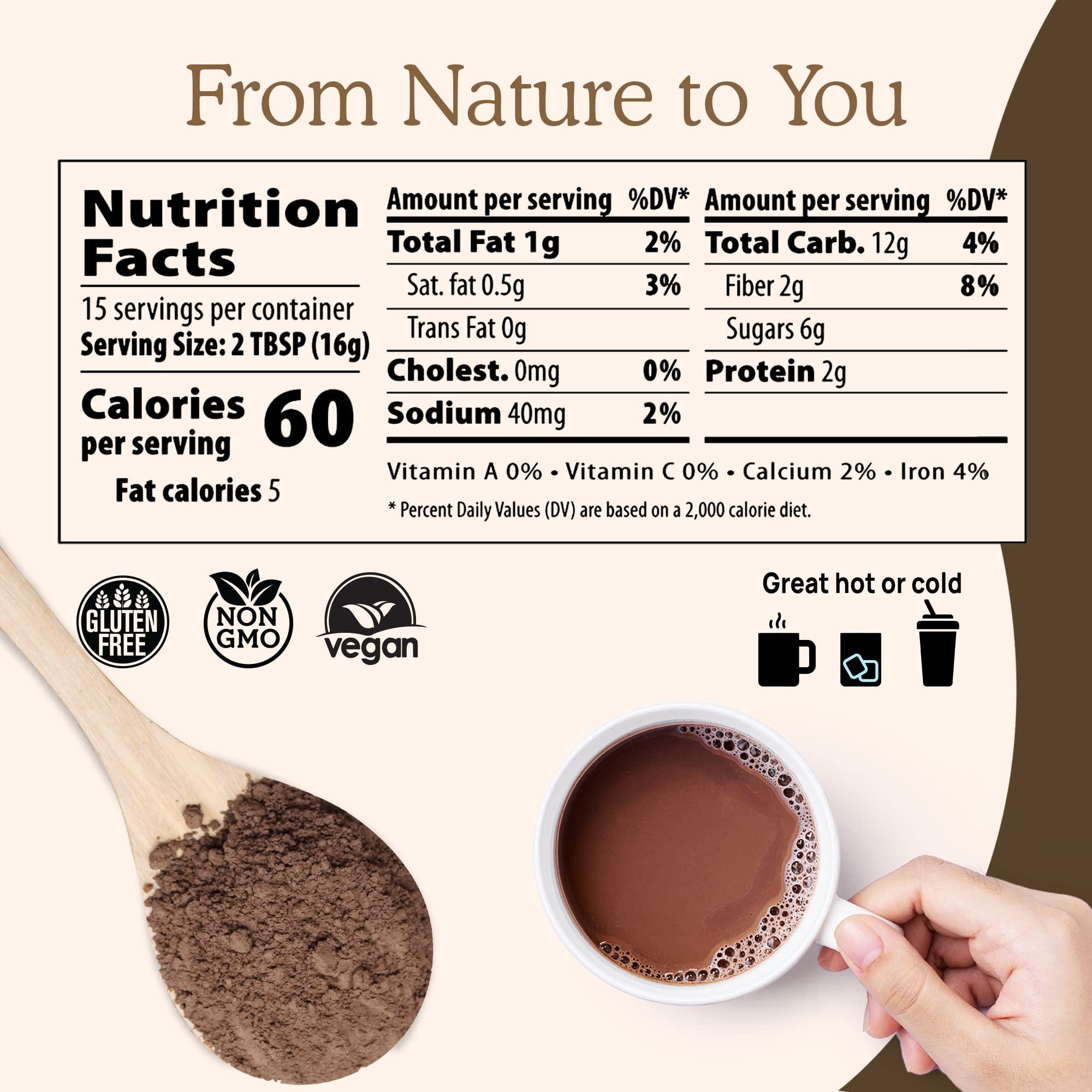 Real Mushrooms Real Mushrooms Organic Hot Chocolate Mix with 5 Defenders Turkey Tail, Chaga, Maitake, Shiitake, Reishi Mushroom - Cacao Powder Vegan Supplement, Gluten-Free, 15 Servings