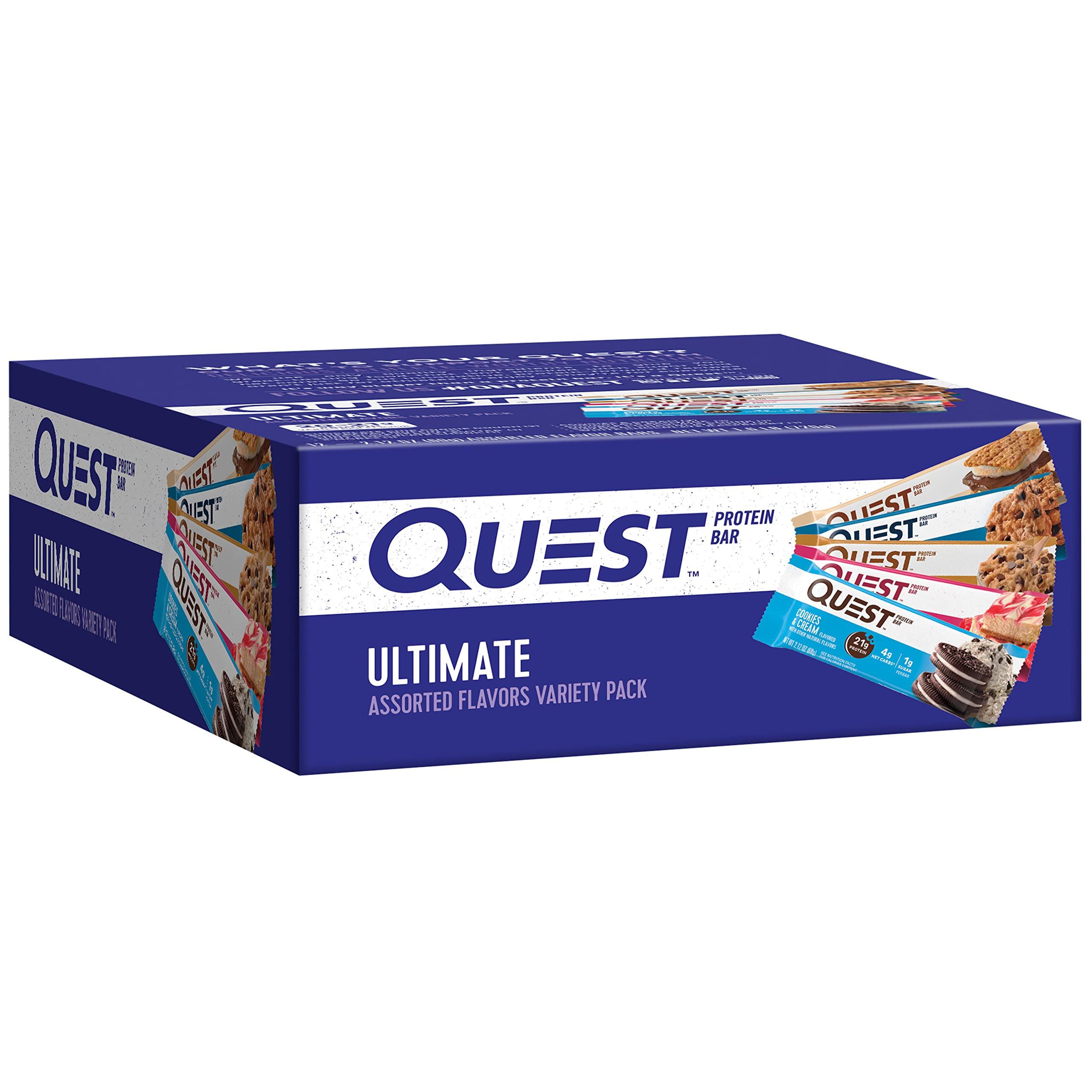 Quest Nutrition Quest Protein Bars Chocolate Lovers & Ultimate Variety Packs, High Protein, Gluten Free, Keto, 12 Count