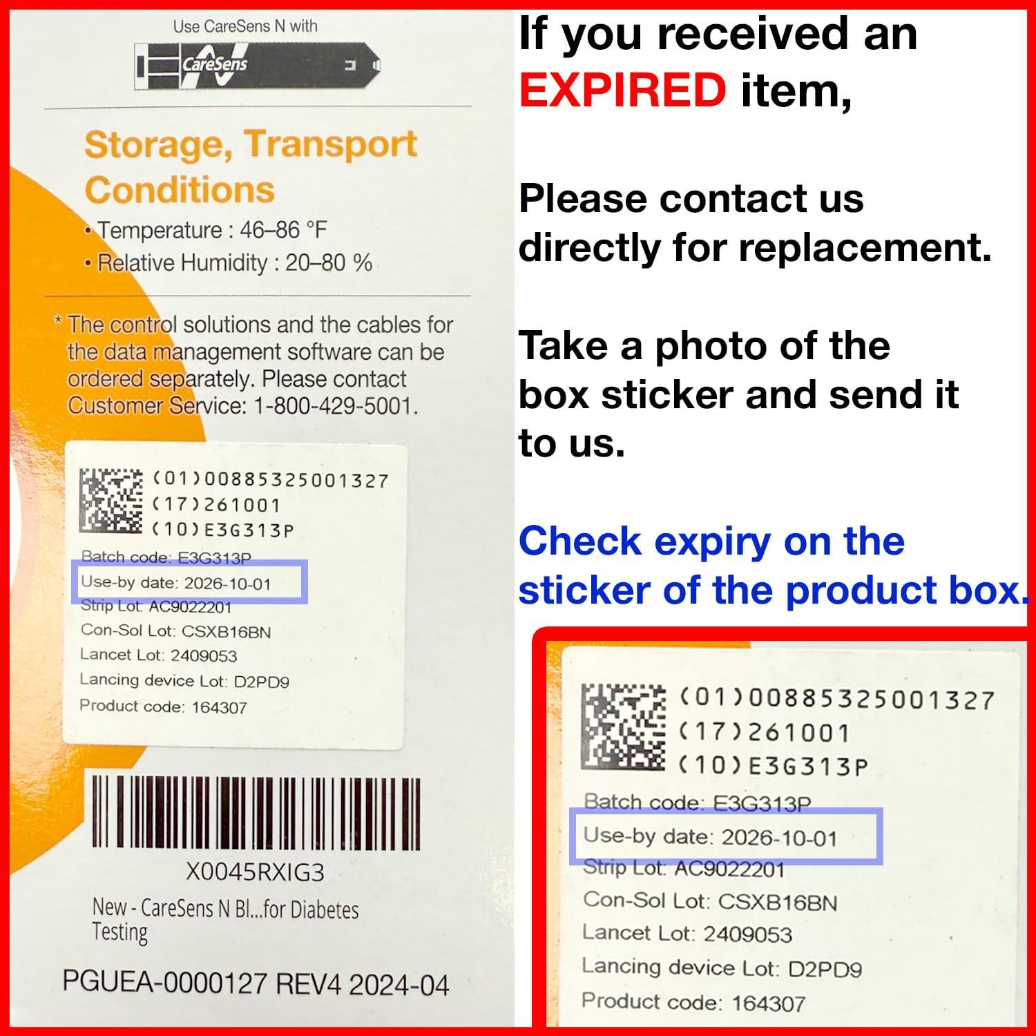 CareSens CareSens N Blood Glucose Monitor Kit with 100 Blood Sugar Test Strips, 100 Lancets, 1 Blood Glucose Meter, 1 Lancing Device, 1 Control Solution, Travel Case for Diabetes Testing