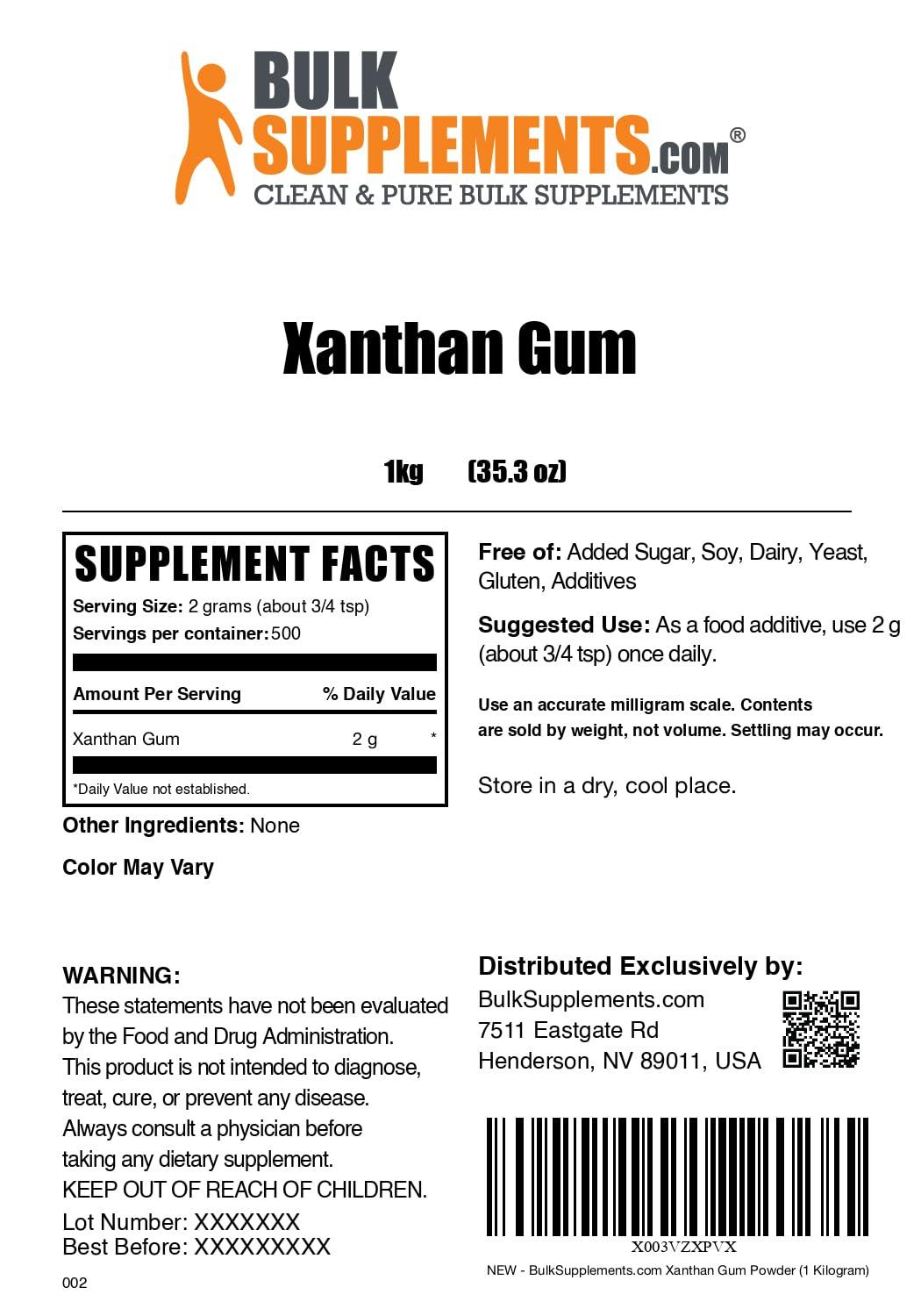 BULKSUPPLEMENTS.COM BulkSupplements.com Xanthan Gum Powder - Xanthan Gum Thickener, Xanthan Gum for Baking - Xanthan Gum Gluten Free, Food Grade, 2g per Serving, 1kg (2.2 lbs) (Pack of 1)