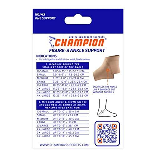 Champion Champion Figure-8 Ankle Support, Light Elastic Compression Brace, Muscle Joint Recovery, Beige, 3X-Large