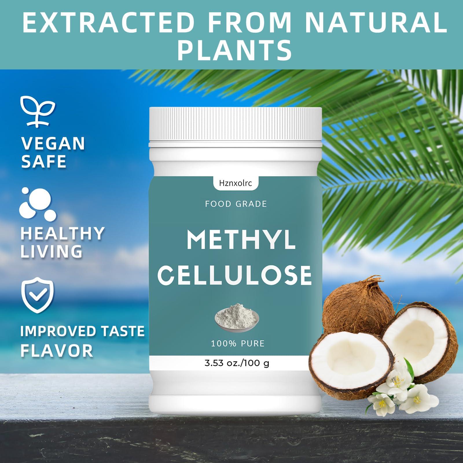 Hznxolrc 3.52 oz Methylcellulose Powder, Pure Methylcellulose Powder, Methylcellulose Suitable for Making Ice Cream, Cake, Yogurt, Candy and More