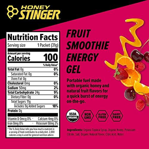 Honey Stinger Honey Stinger Organic Fruit Smoothie Energy Gel | Gluten Free & Caffeine Free | for Exercise, Running and Performance | Sports Nutrition for Home & Gym, Pre and Mid Workout | 12 Pack, 13.2 Ounce