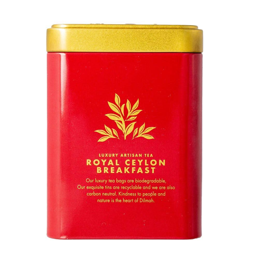 Dilmah Dilmah 85 Reserve Royal Ceylon Breakfast Black Tea Tin Caddy- Pack of 2 -Total 40 Triangular/pyramid Luxury tea bags -Bold, brisk, regal, bright & elegant morning tea