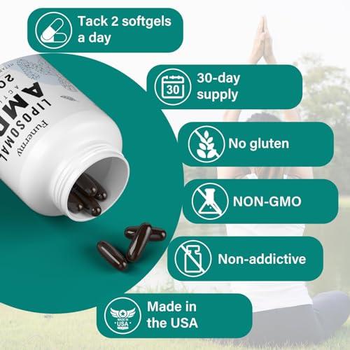Funermy Liposomal AMPK Activator 2000 mg - High Bioavailability Berberine HCL,DIM,Milk Thistle,and Cinnamon Bark Capsule 6-in-1 AMPK Supplements for Antioxidant Support and Cellular Regulation, 240 Softgels