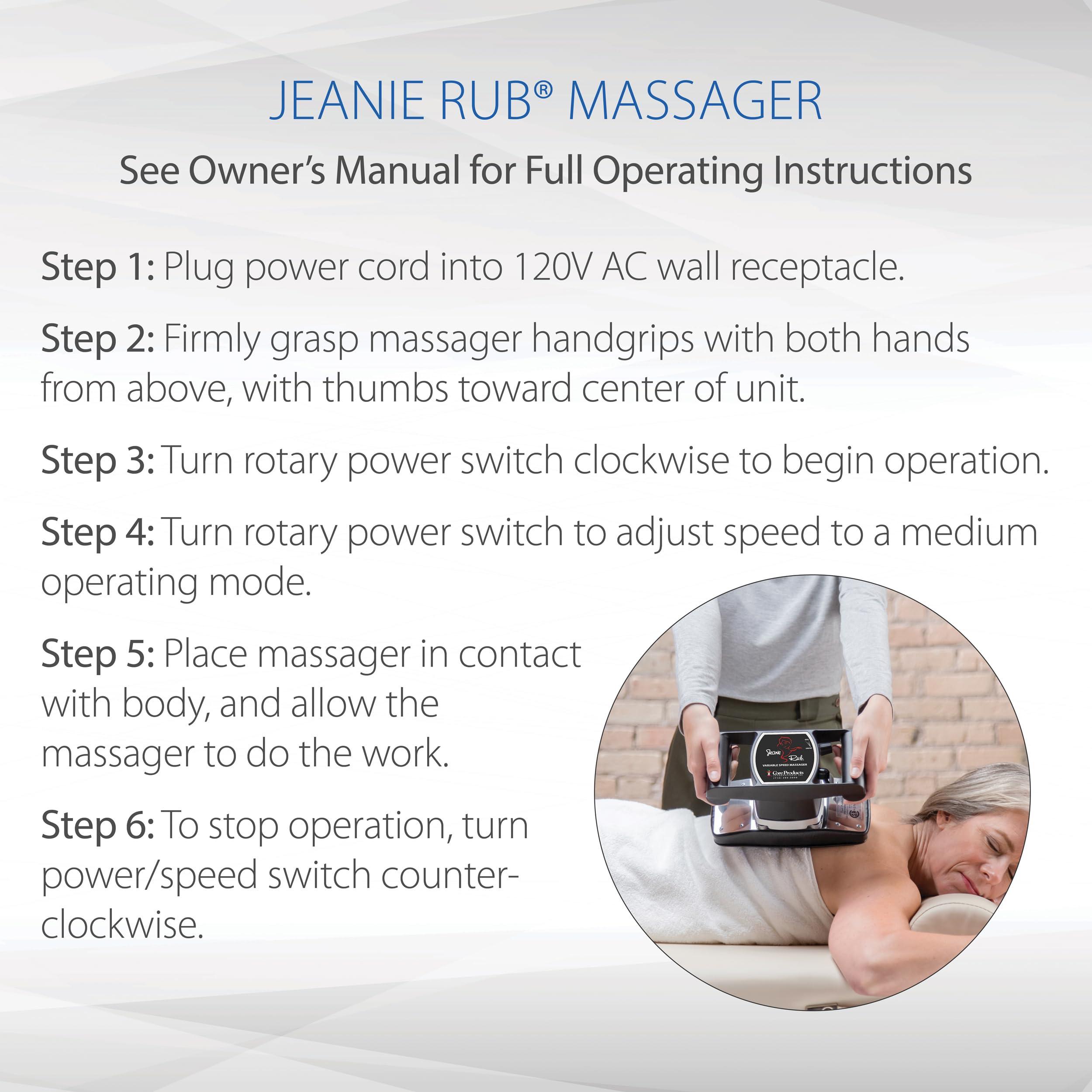 Core Products Core Products Jeanie Rub Variable Speed Massager, Premium Quality Deep Tissue Back & Shoulder Massager for Pain Relief, Body Massager for Back, Neck, Lower Back & Cellulite Massage