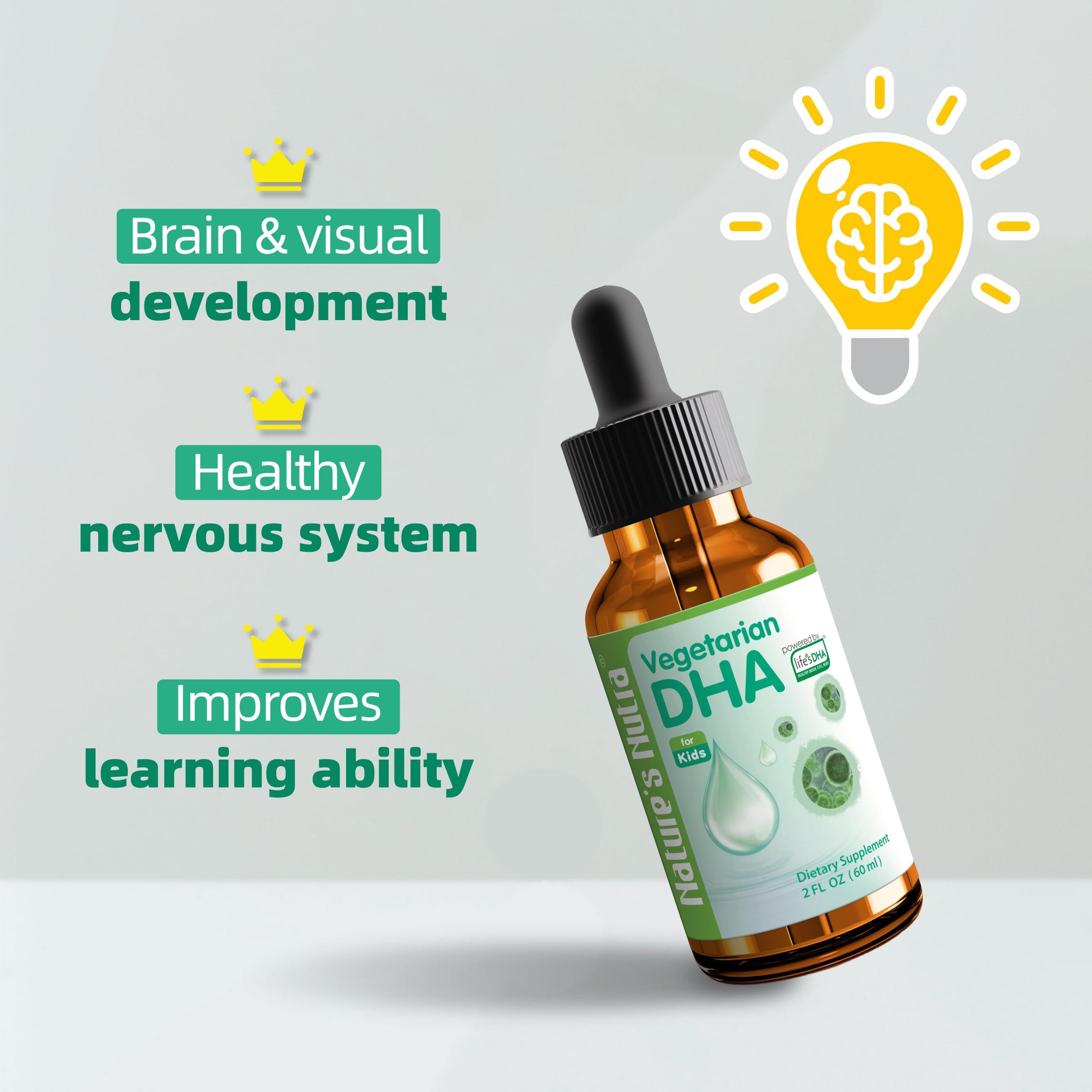 Nature's Nutra Nature's Nutra Vegetarian DHA, Premium Liquid DHA for Baby, Infant, Kids and Children, Non-GMO, DHA 100 mg, Pure Plant Source, 2 Fl Oz (60ml)