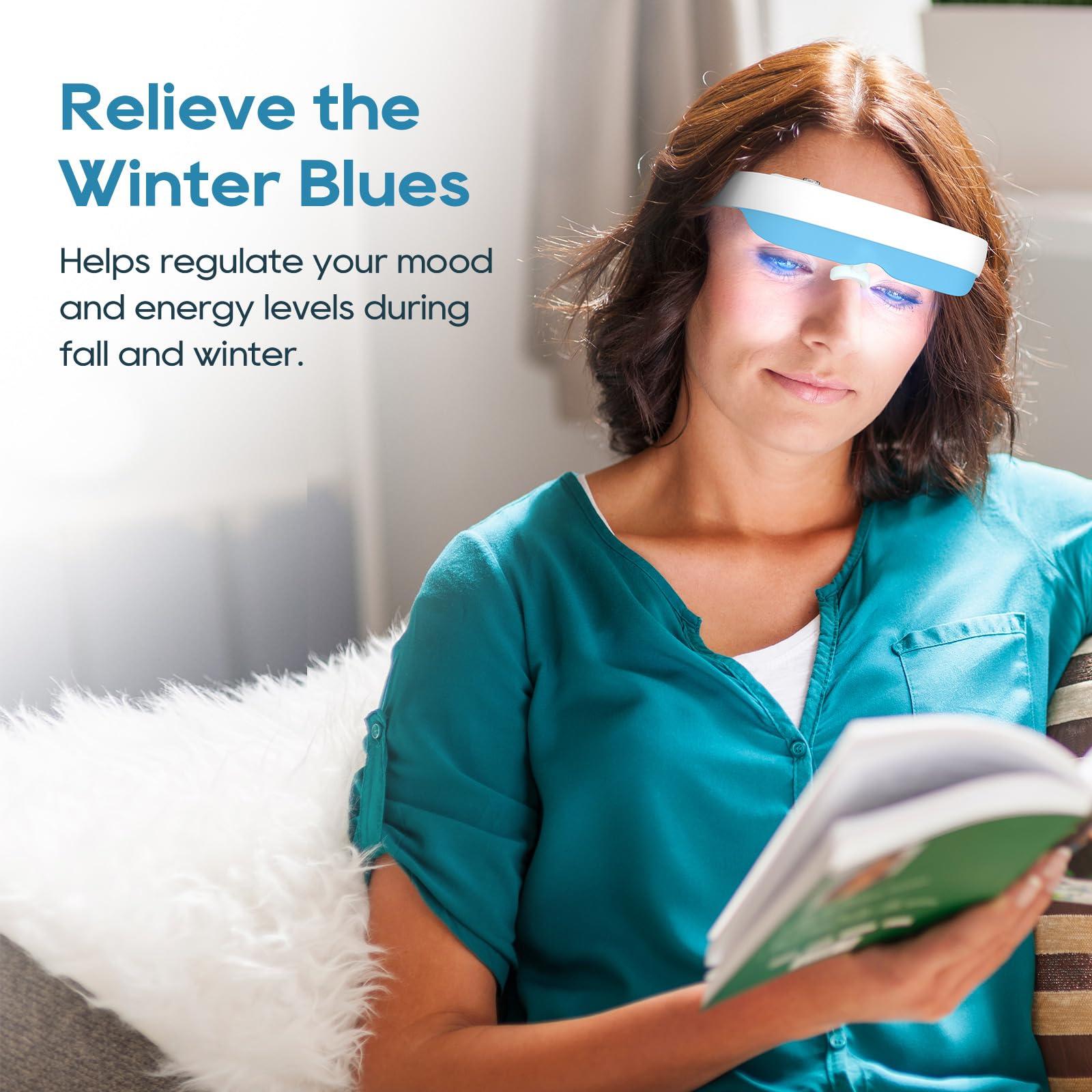 VanBoLon VanBoLon Light Therapy Glasses, Glasses Therapy Lamp Portable Daylight Lamp Natural Relief for Sleep Problems, Mood Disorders and Jet lag, Light Therapy Lamp Glasses Adjustable Brightness and Timer