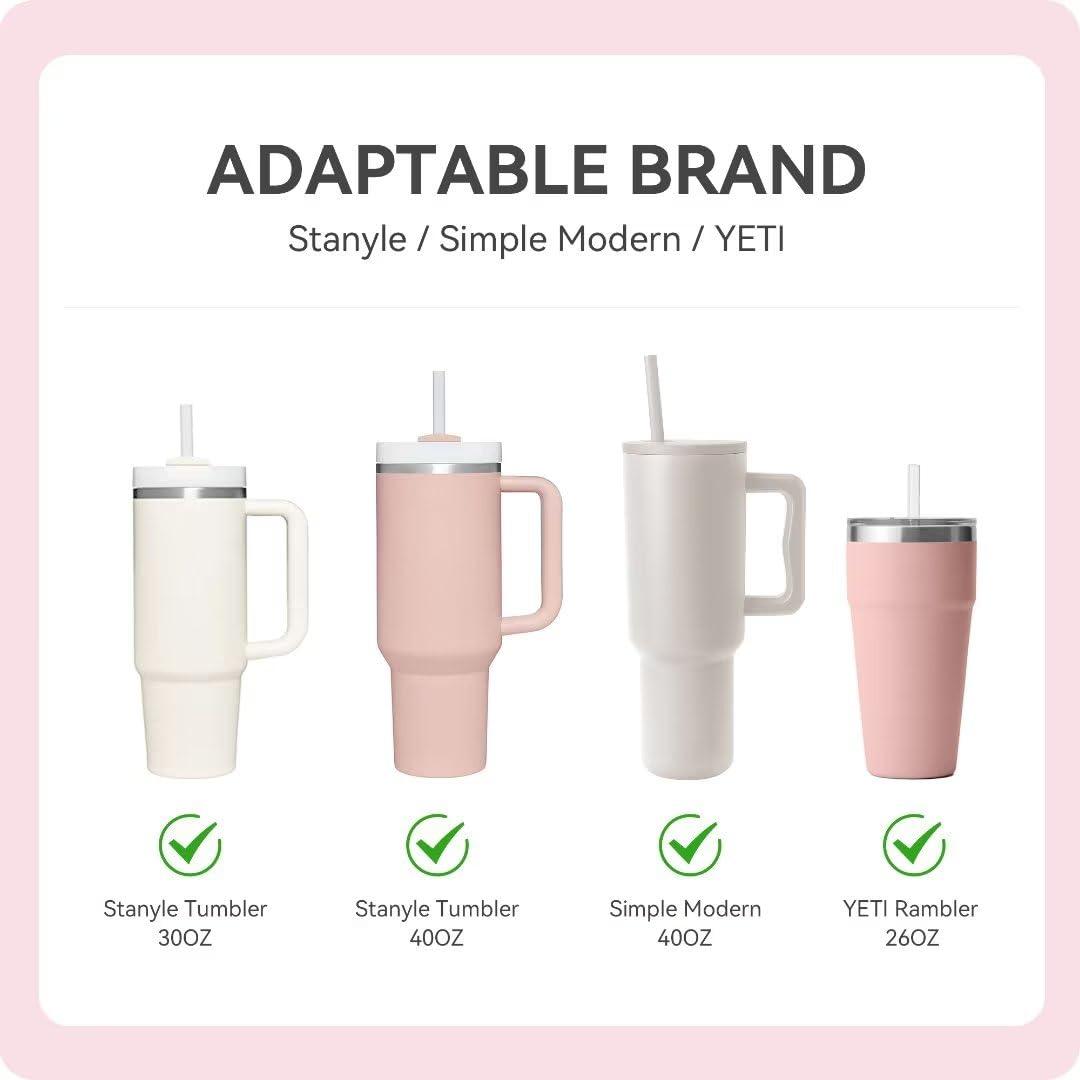 Prurex Prurex Silicone Straw Topper for Stanley Cup,Reusable Straw Cover Compatible with 30&40 Oz Tumbler with Handle, Straw Cover Cap for 10mm 0.4\" Straws (6pcs Strawberry Rainbow Flower)