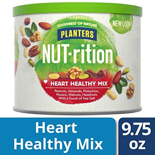 Planters NUT-rition Heart Healthy Nut Mix (9.75 oz Canister, Pack of 3) - Variety Nut Mix with Peanuts, Almonds, Pistachios, Pecans, Walnuts, Hazelnuts & Sea Salt