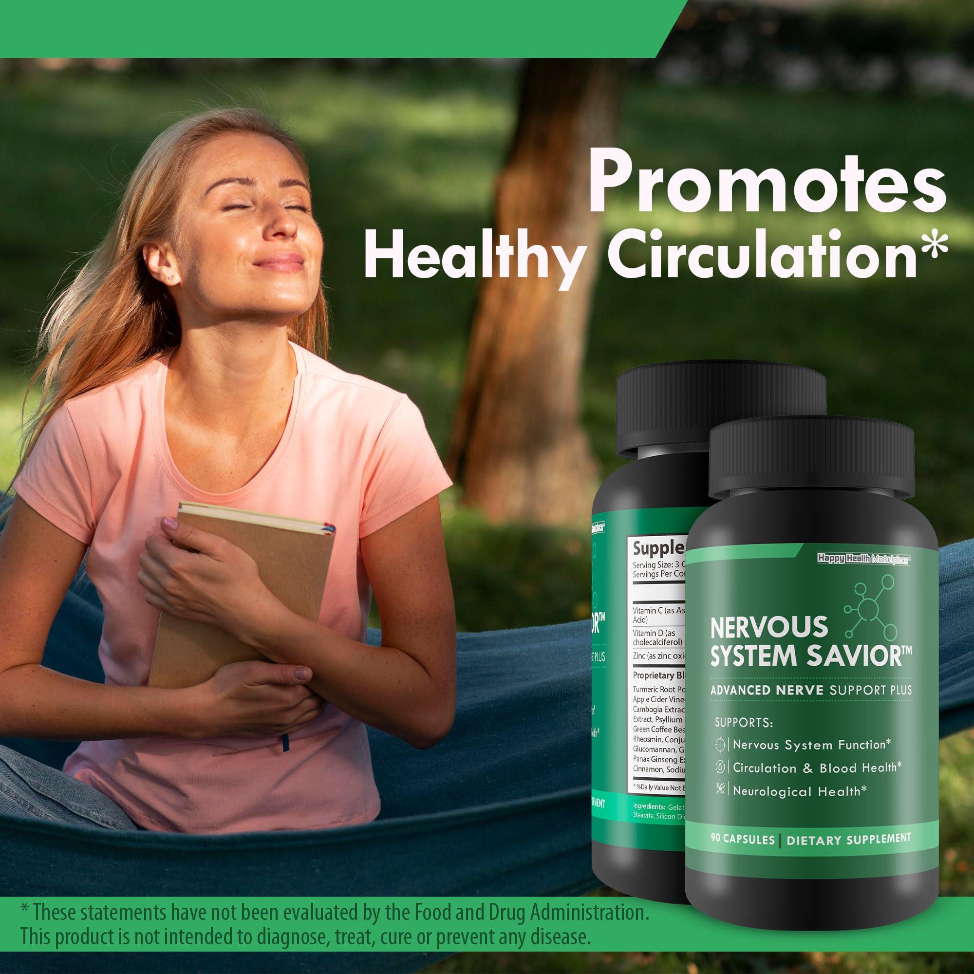 Happy Health Marketplace Nervous System Savior - Advanced Nerve Support - Our Best Nerve Support Supplement - Natural Nerve Savior Supplement to Help Save Your Nerve Health - Nerve Support Supplements Your Nerves Savior