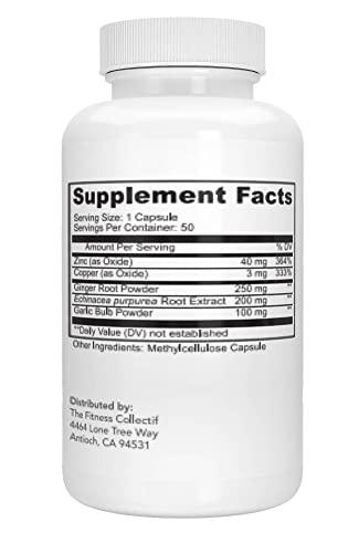 MyHerba MyHerba Immune Support Booster Supplement with Echinacea, Zinc 40mg, Garlic, Copper & Ginger, 50 Count