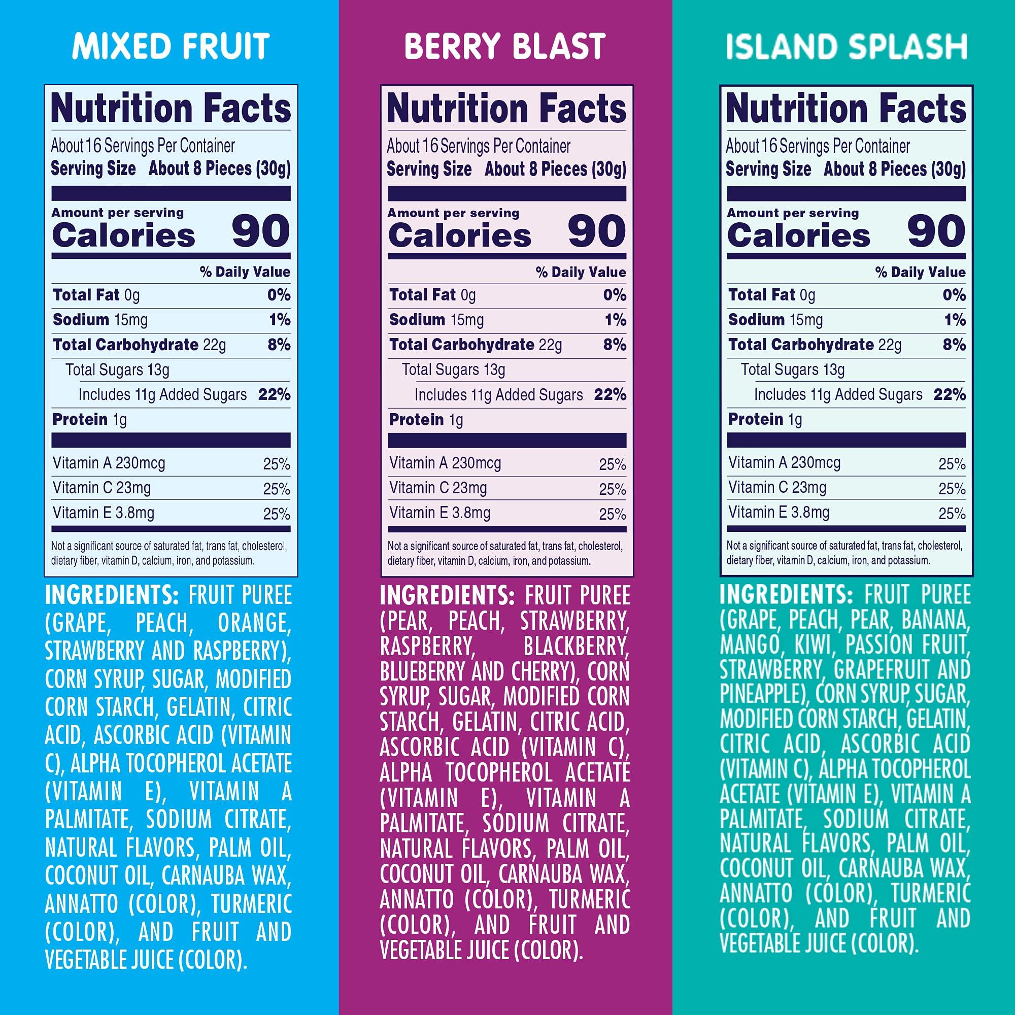 Welch's Welch\'s Juicefuls Juicy Fruit Snacks, Mixed Fruit, Berry Blast & Island Splash Fruit Gushers Variety Pack, Great For School Lunches, Gluten Free, 4 Oz Individual Single Serve Bags (Pack Of 12)