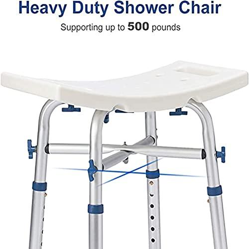 PTHTBL Shower Chair for Inside Shower, Heavy Duty Shower Chair, Adjustable Shower Stool, Anti-Slip Shower Bench Bathtub Stool Seat for Elderly, Senior, Handicap and Disabled,White
