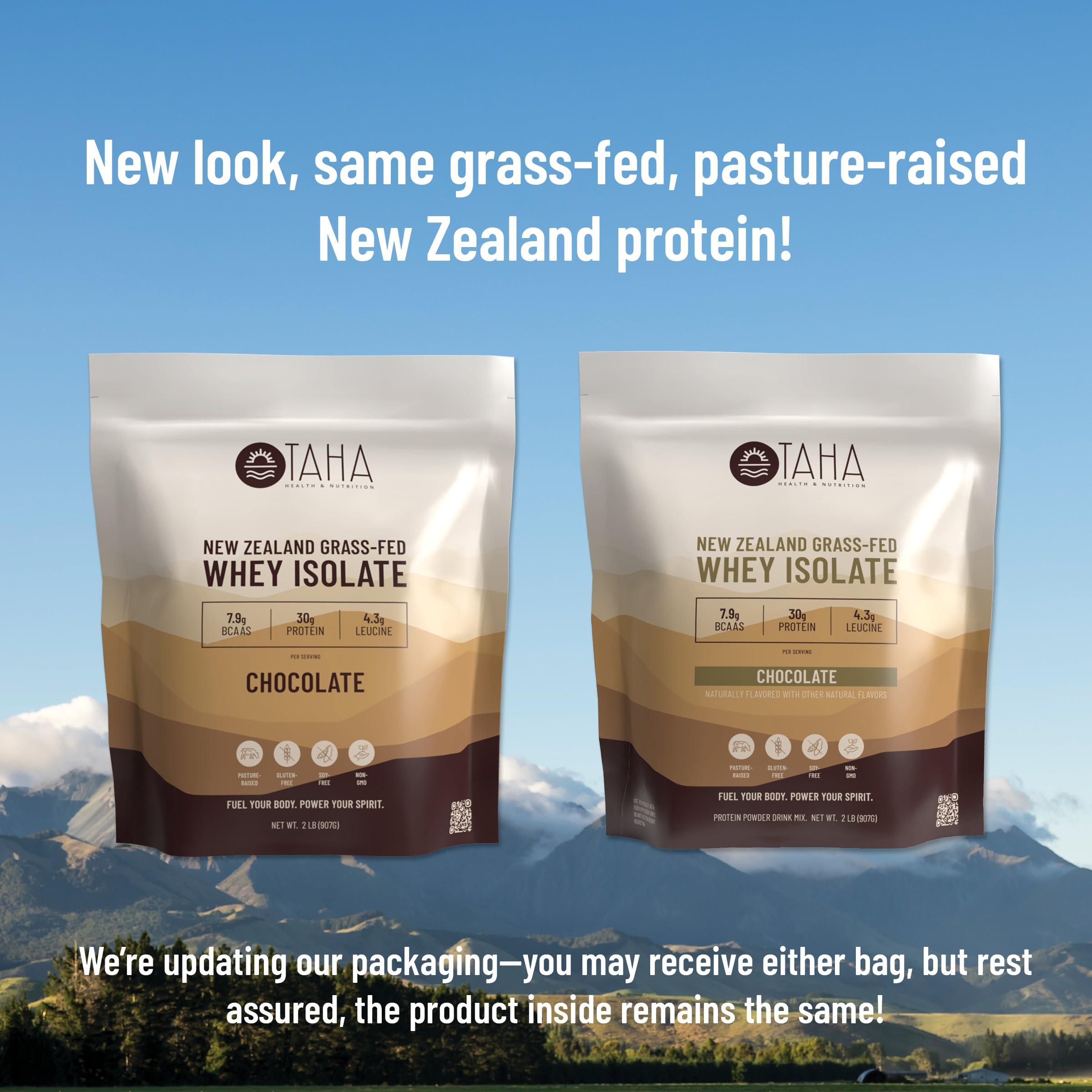 Taha Health & Nutrition Taha Health & Nutrition Chocolate Whey Protein Isolate Powder, 30g Protein, 7.9g BCAAs, 4.3g Leucine | New Zealand Free-Range, Grass-Fed Dairy | Gluten-Free, Keto, Kosher | 2LB, ~24 Servings